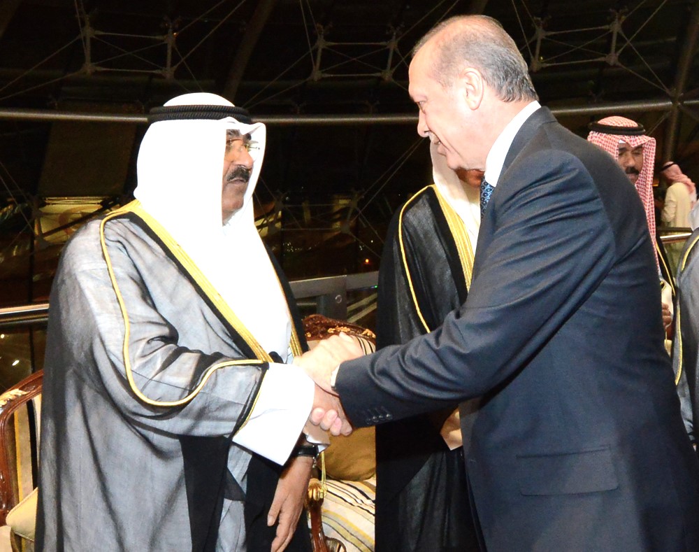 Son Altesse l'Emir du Koweït Cheikh Mechaal Al-Ahmad Al-Jaber Al-Sabah et le président turc, Recep Tayyip Erdogan.