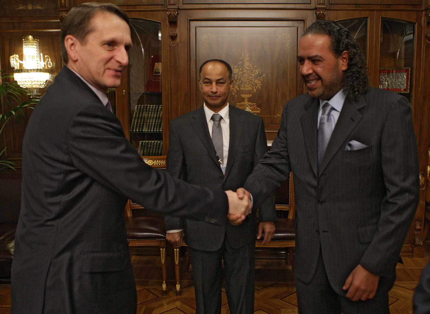President of the Olympic Council of Asia (OCA) and President of the Association of the National Olympic Committees (ANOC) Sheikh Ahmad Al-Fahad AL-Sabah with Russia's Chairman of the State Duma Sergey Naryshkin