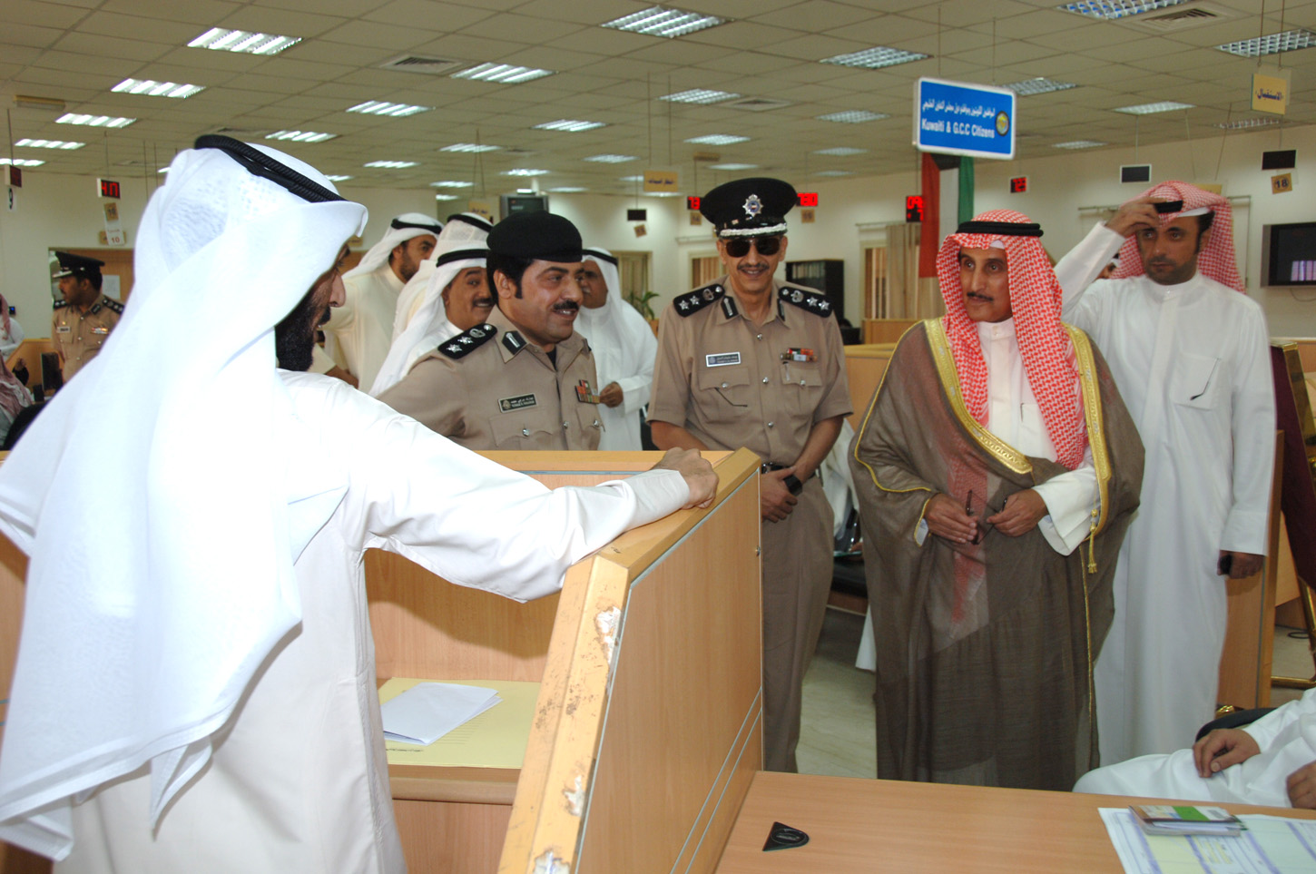 Governor of Al-Ahmadi Sheikh Dr. Ibrahim Du'aij Al-Ibrahim Al-Sabah during inspecting the center of Kuwait Government Online in Jaber Al-Ali neighborhood