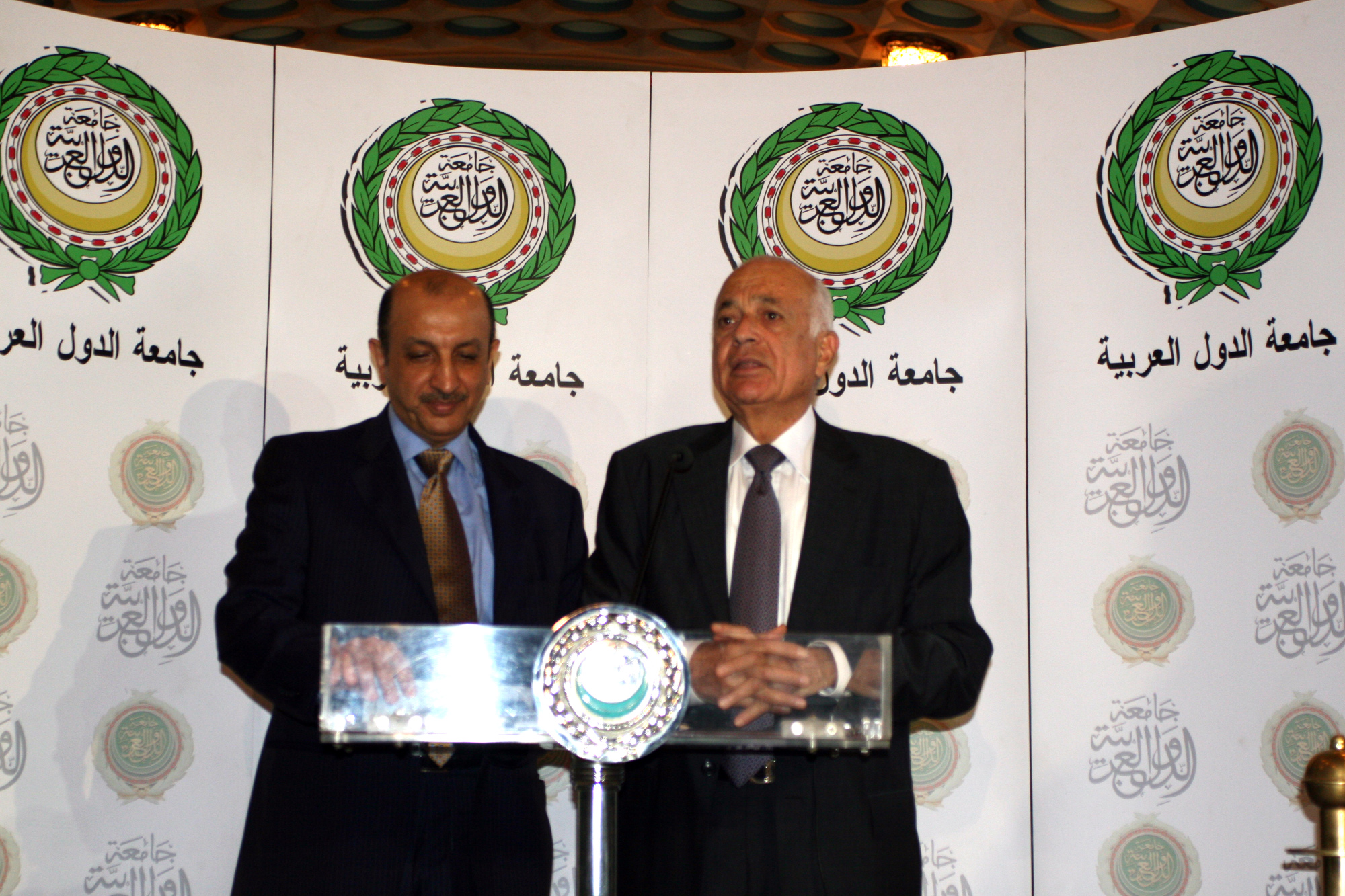 Arab League Secretary General Nabil Al-Araby with
 Ambassador Jamal Al-Ghanim