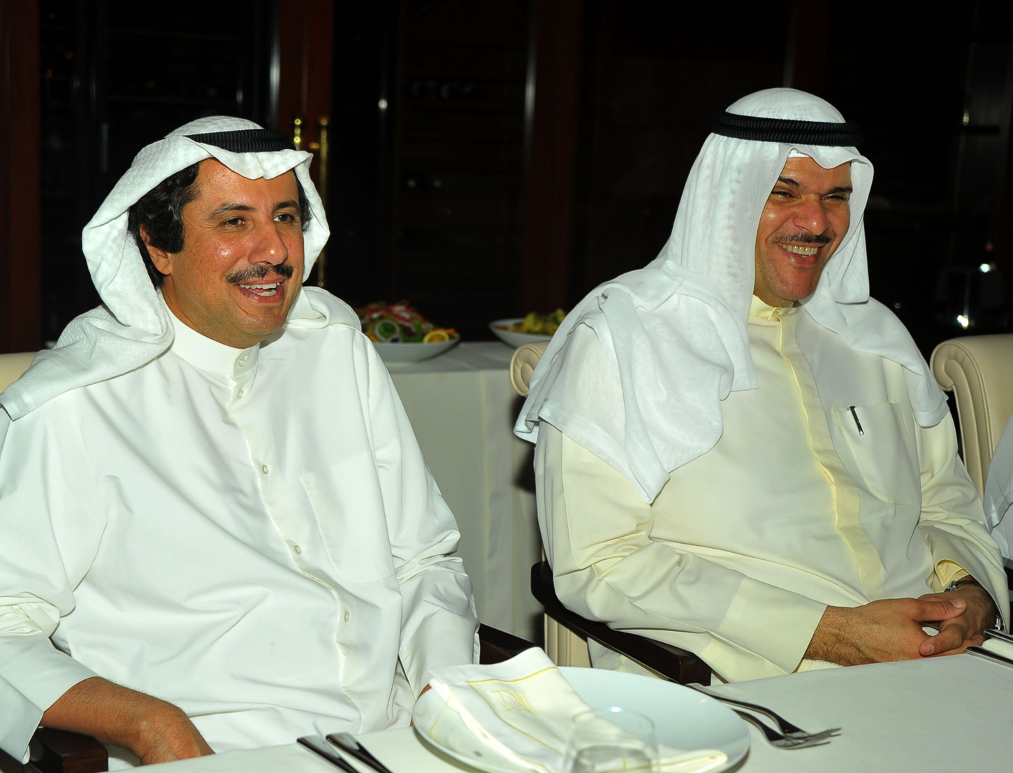 Minister of inf. Sheikh Salman Al-Sabah with Kuwait Ambassador to Manama Sheikh Azzam Al-Sabah during the banquet