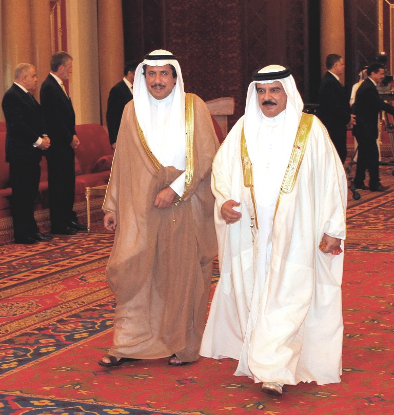 Kuwait Ambassador to Bahrain Sheikh Azzam Mubarak Al-Sabah with Bahraini King Hamad bin Isa Al-Khalifa