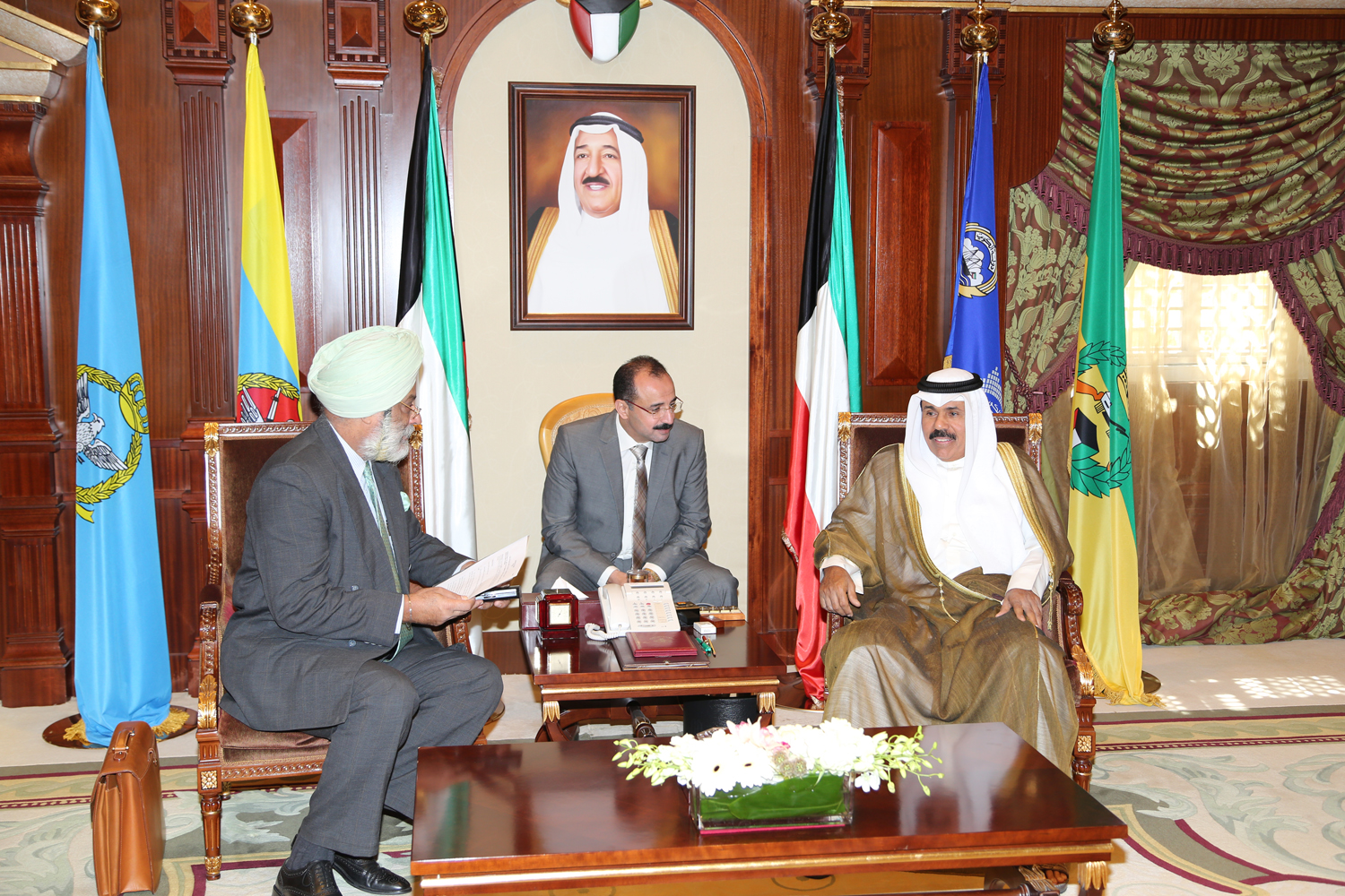 Deputy Amir and Crown Prince Sheikh Nawaf Al-Ahmad Al-Jaber Al-Sabah receives Indian Deputy National Security Adviser Nehchal Sandhu