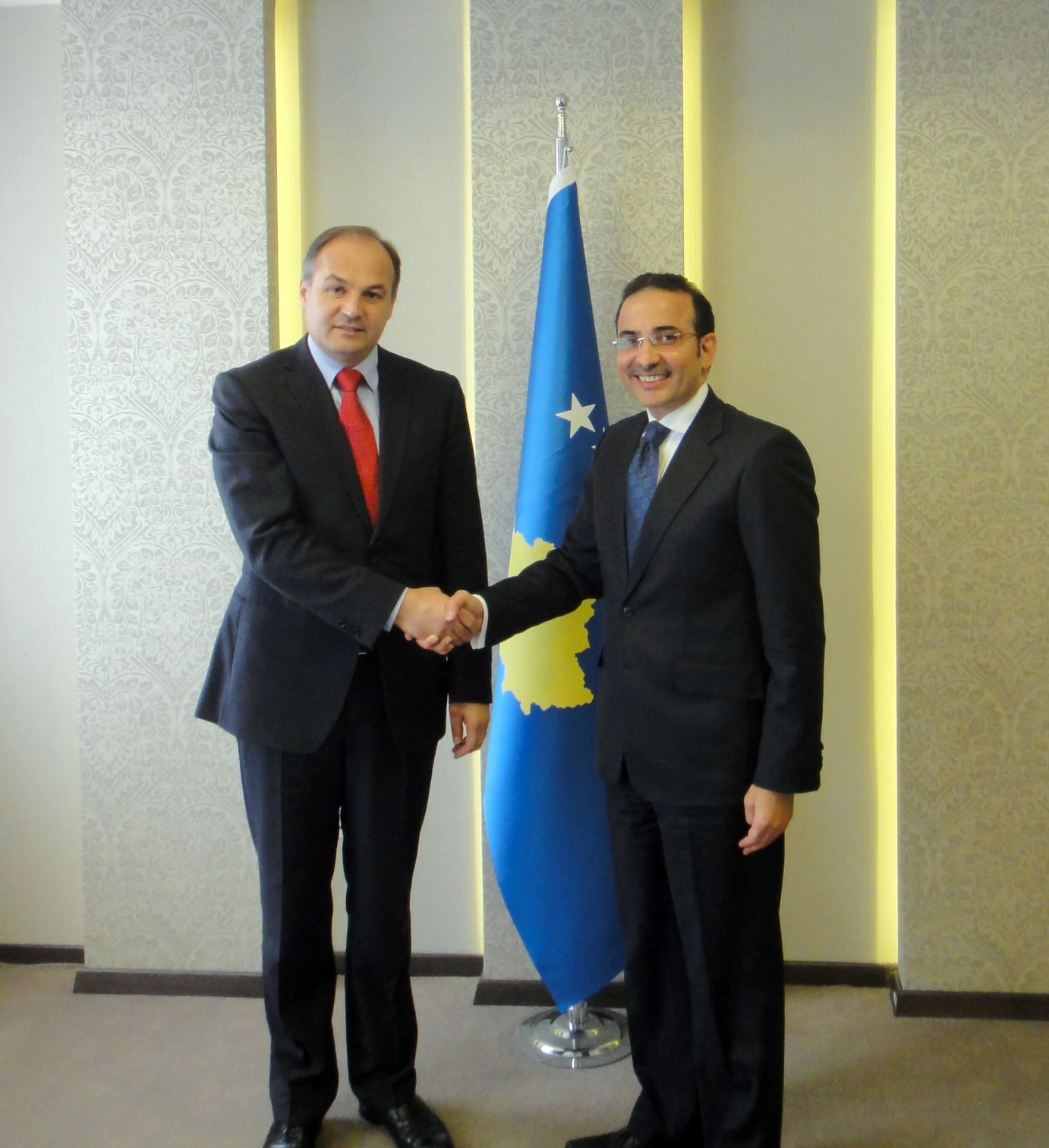 Minister of Foreign Affairs of Kosovo Anwar Hoja with Kuwaiti non-resident Ambassador Abdulrahman Al-Bader