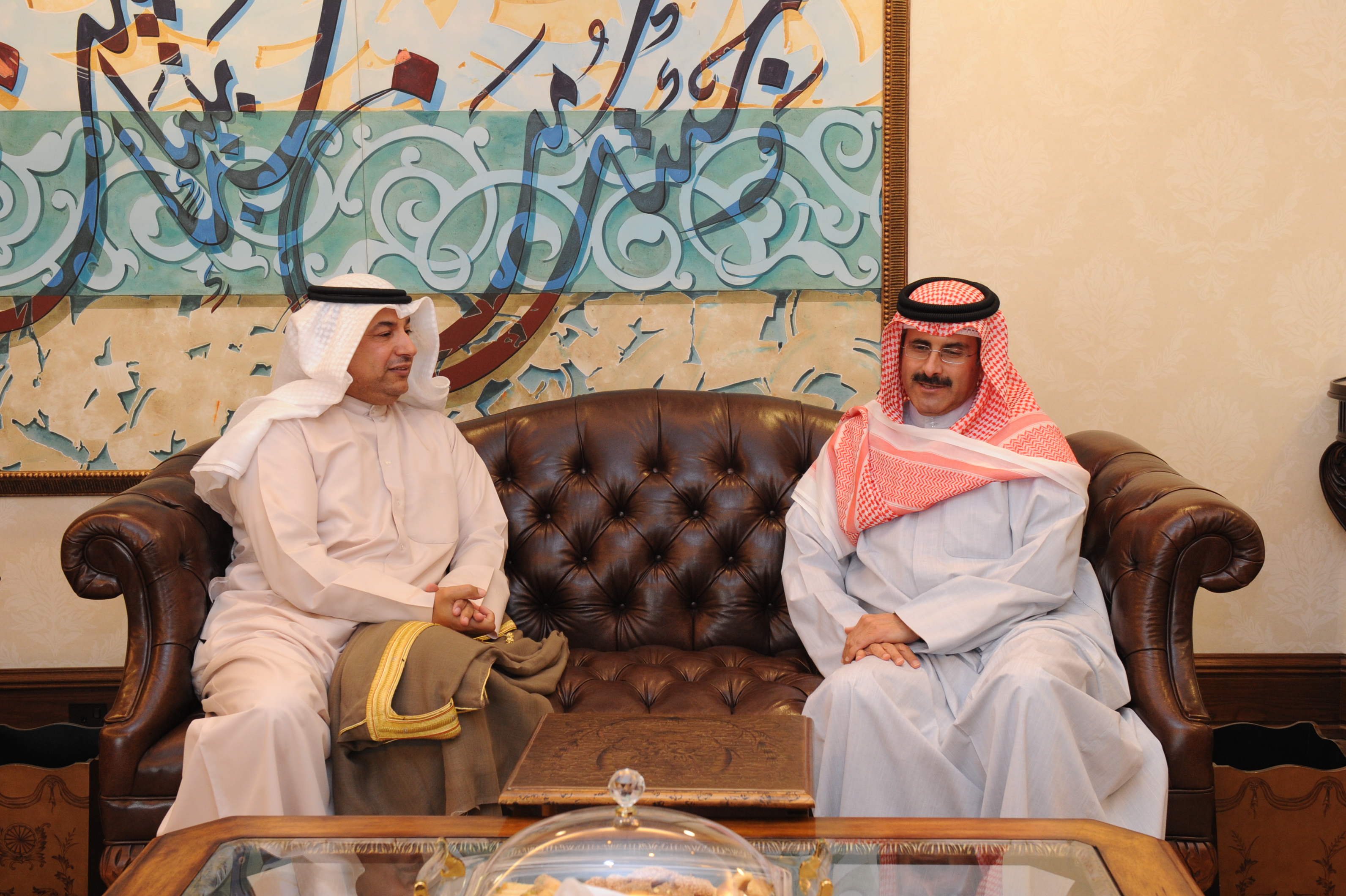 Chairman and Director General of Kuwait News Agency (KUNA) Sheikh Mubarak Al-Duaij Al-Ibrahim Al-Sabah with Kuwait's Ambassador to Brunei Dr. Fahad Meshari Al-Dhafiri