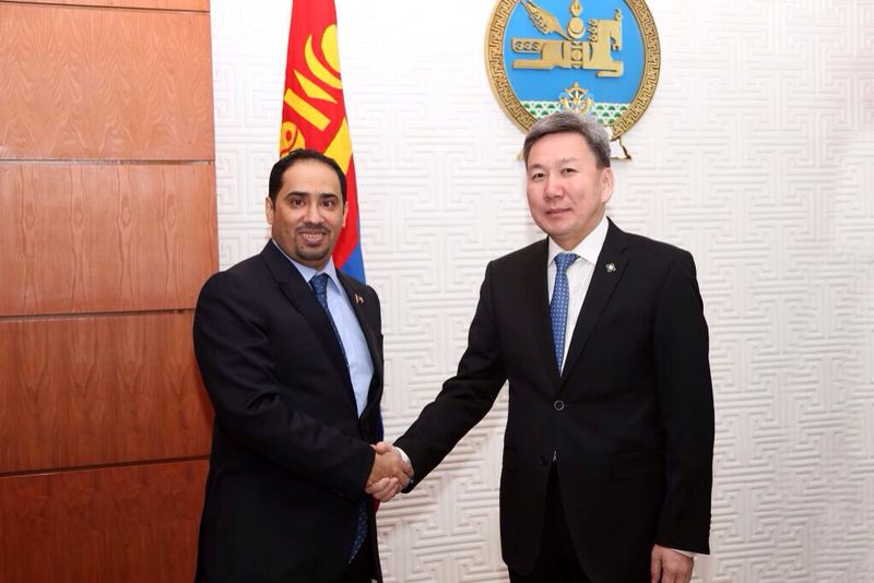 Kuwait Ambassador to Mongolia Khaled Yiteem Al-Fadhli with the Minister of Foreign Affairs Luvsanvandan Bold