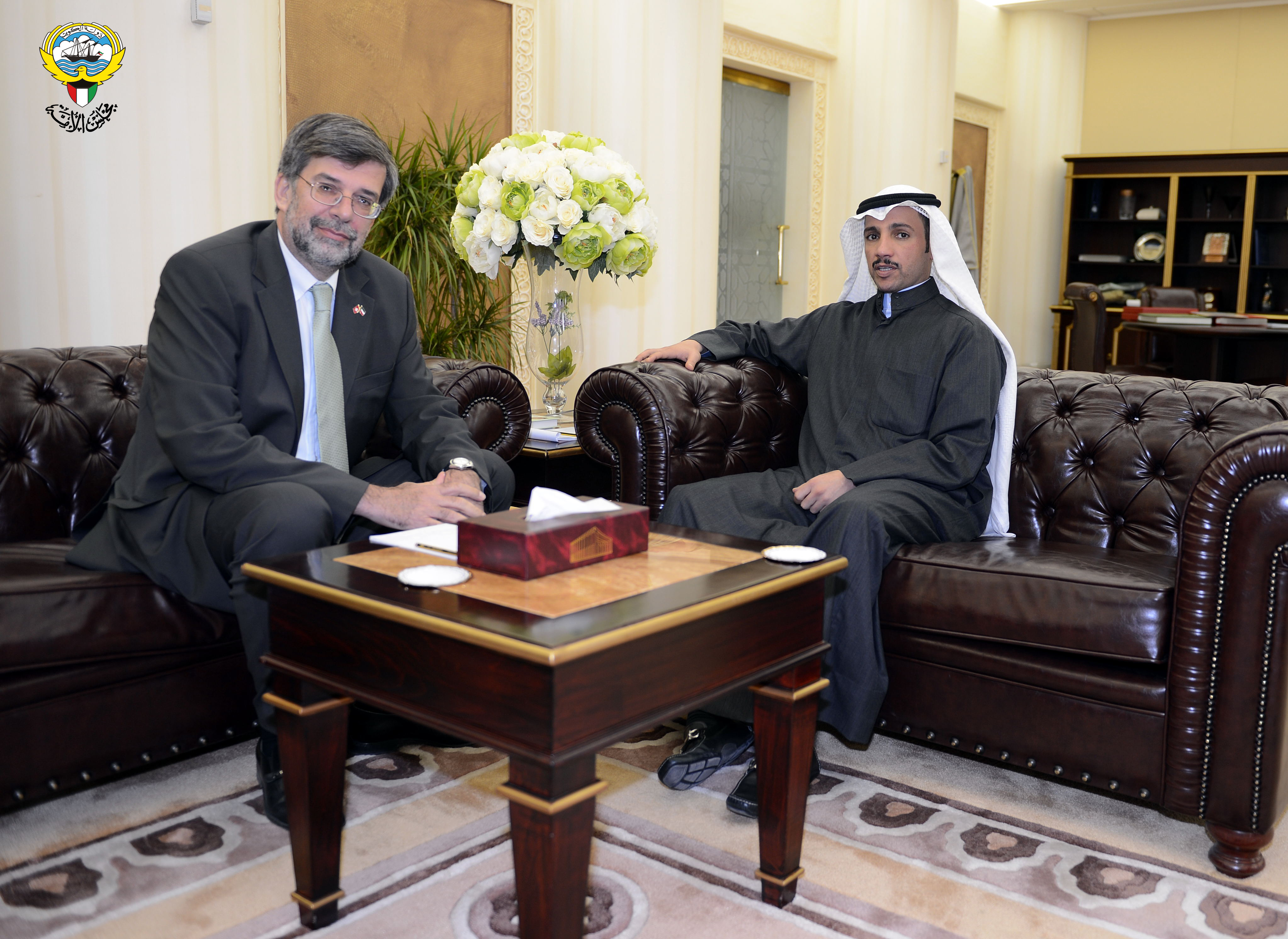 National Assembly Speaker Marzouq Al-Ghanim met Swiss Ambassador to Kuwait Eitan Tivo