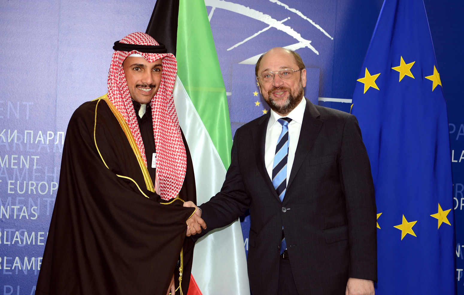 Kuwait's National Assembly (Parliament) Speaker Marzouq Al-Ghanim meets the President of the European Parliament Martin Schulz