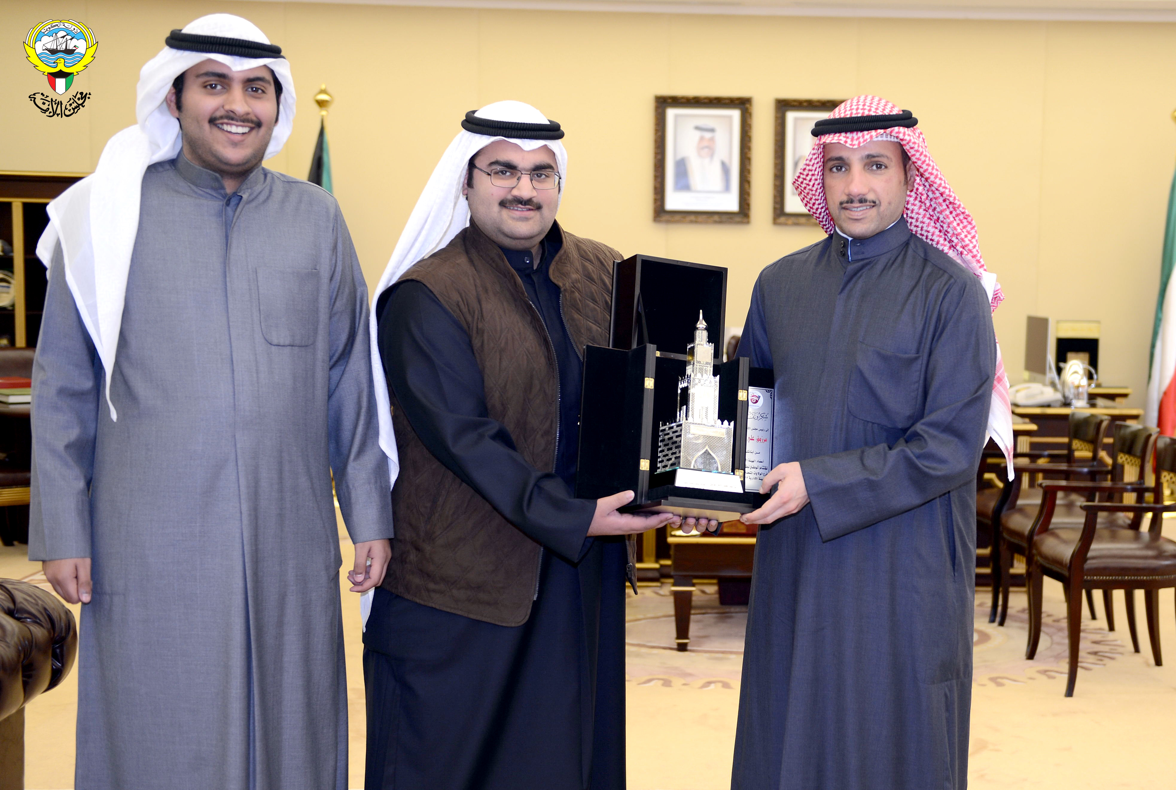 National Assembly Speaker Marzouq Al-Ghanim received chief of Kuwait University's National Students Union - US branch Ahmad Qabazard and his deputy Hamad Al-Hajiri