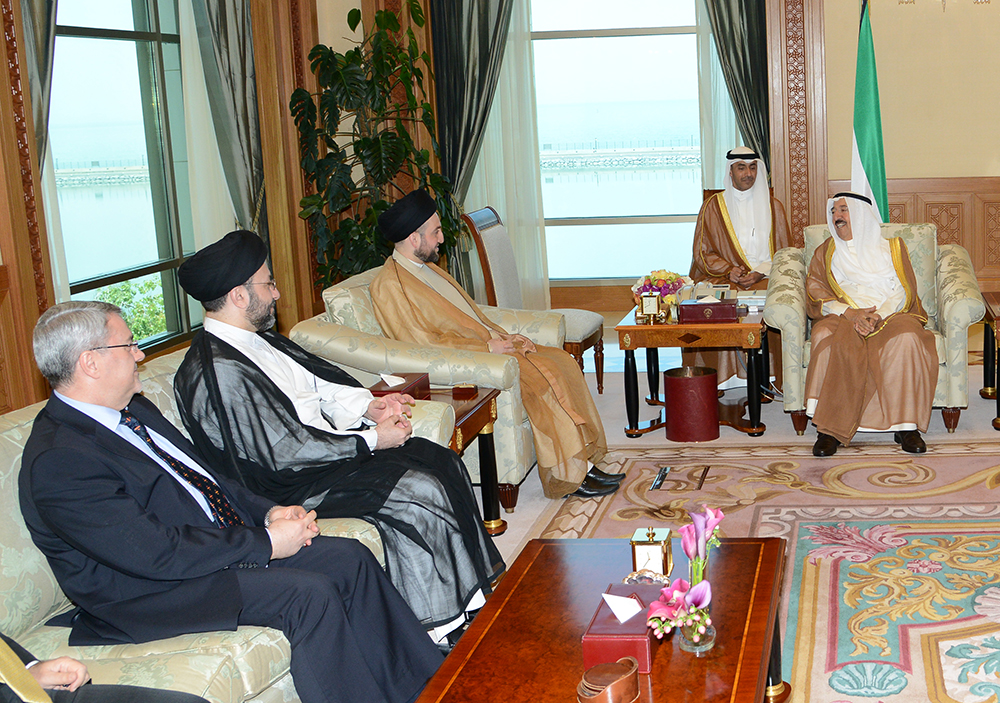 His Highness the Amir Sheikh Sabah Al-Ahmad Al-Jaber Al-Sabah receives the President of the Islamic Supreme Council of Iraq, Ammar Al-Hakim