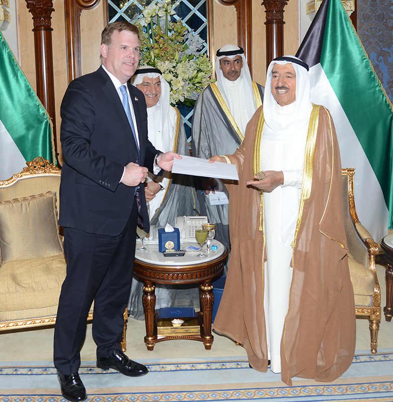 His Highness the Amir Sheikh Sabah Al-Ahmad Al-Jaber Al-Sabah with Canadian Foreign Affairs Minister John Baird