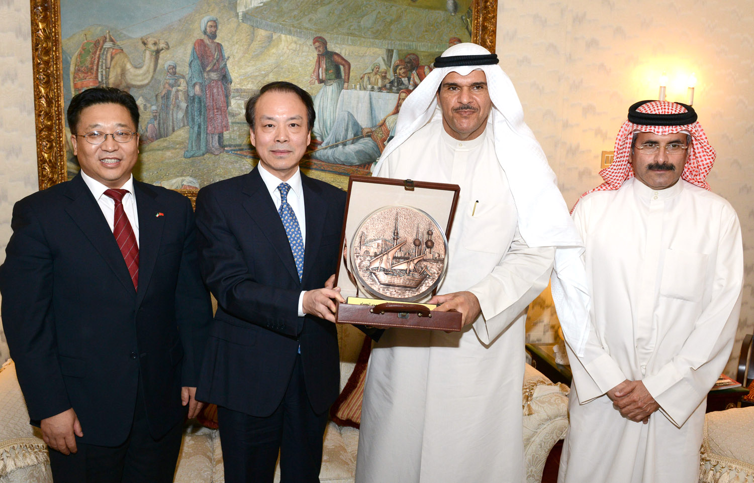 Minister of Information and State Minister for Youth Sheikh Salman Sabah Al-Salem Al-Humoud Al-Sabah receives Editor-in-Chief of Chinese news agency, Xinhua, He Ping