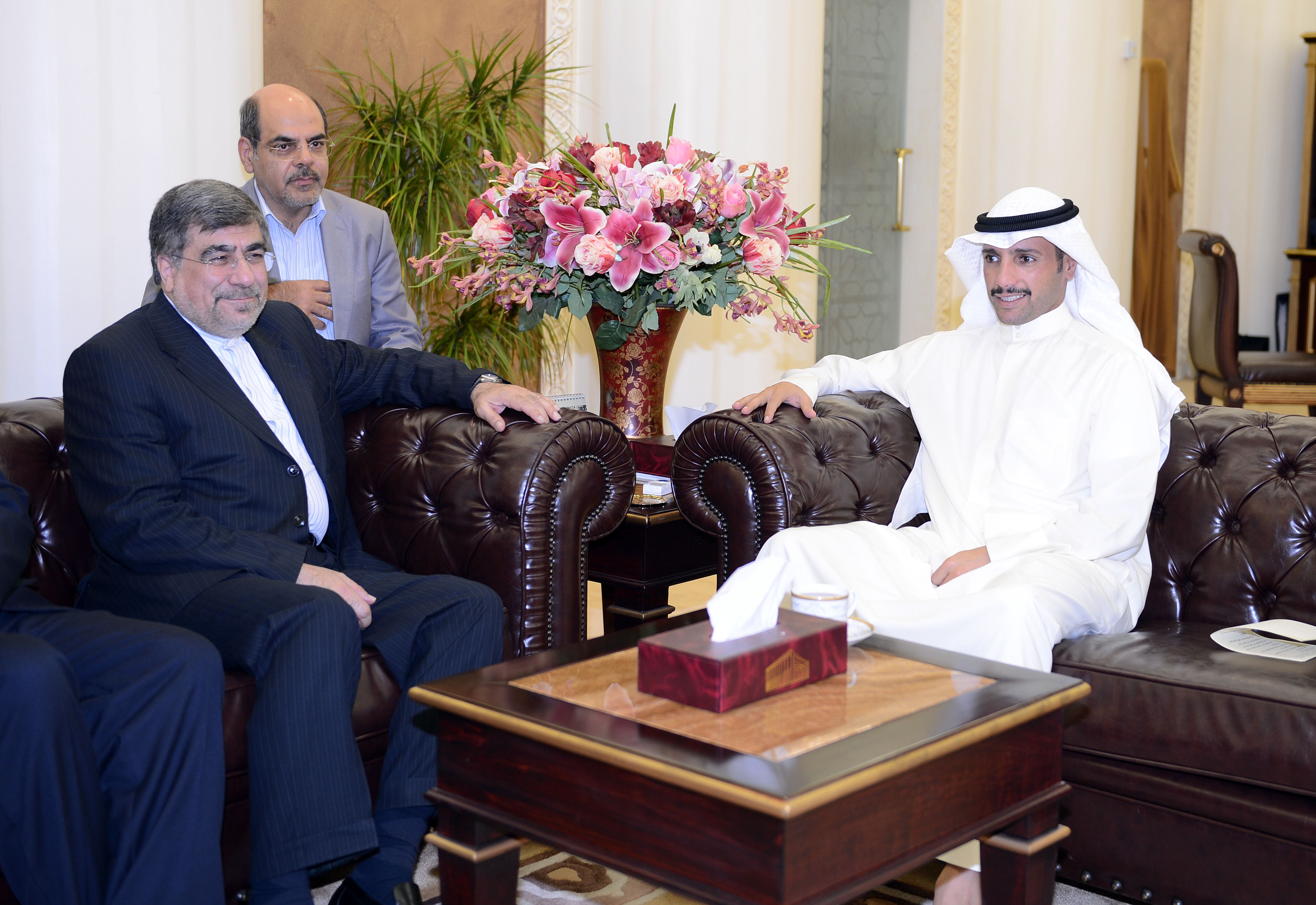 Iranian Minister of Culture and Islamic Guidance Dr. Ali Jannati with National Assembly Speaker Marzouq Al-Ghanim