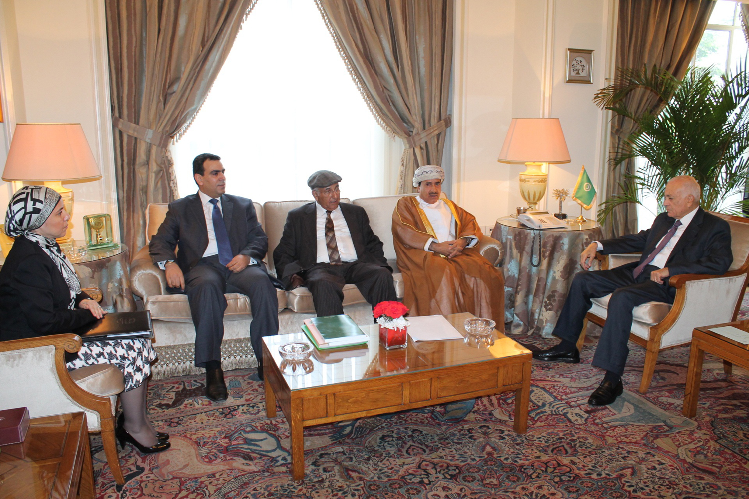 Arab League Secretary General Nabil Al-Araby in the meeting after the ceremony of teh Arab Documents Day