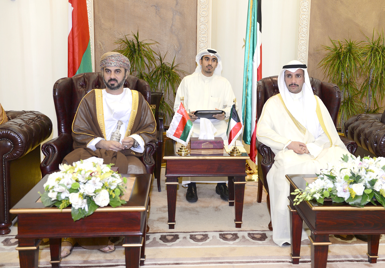 National Assembly Speaker Marzouq Al-Ghanim receives Speaker of Shura Council of Oman Khalid bin Hilal Al Mawali