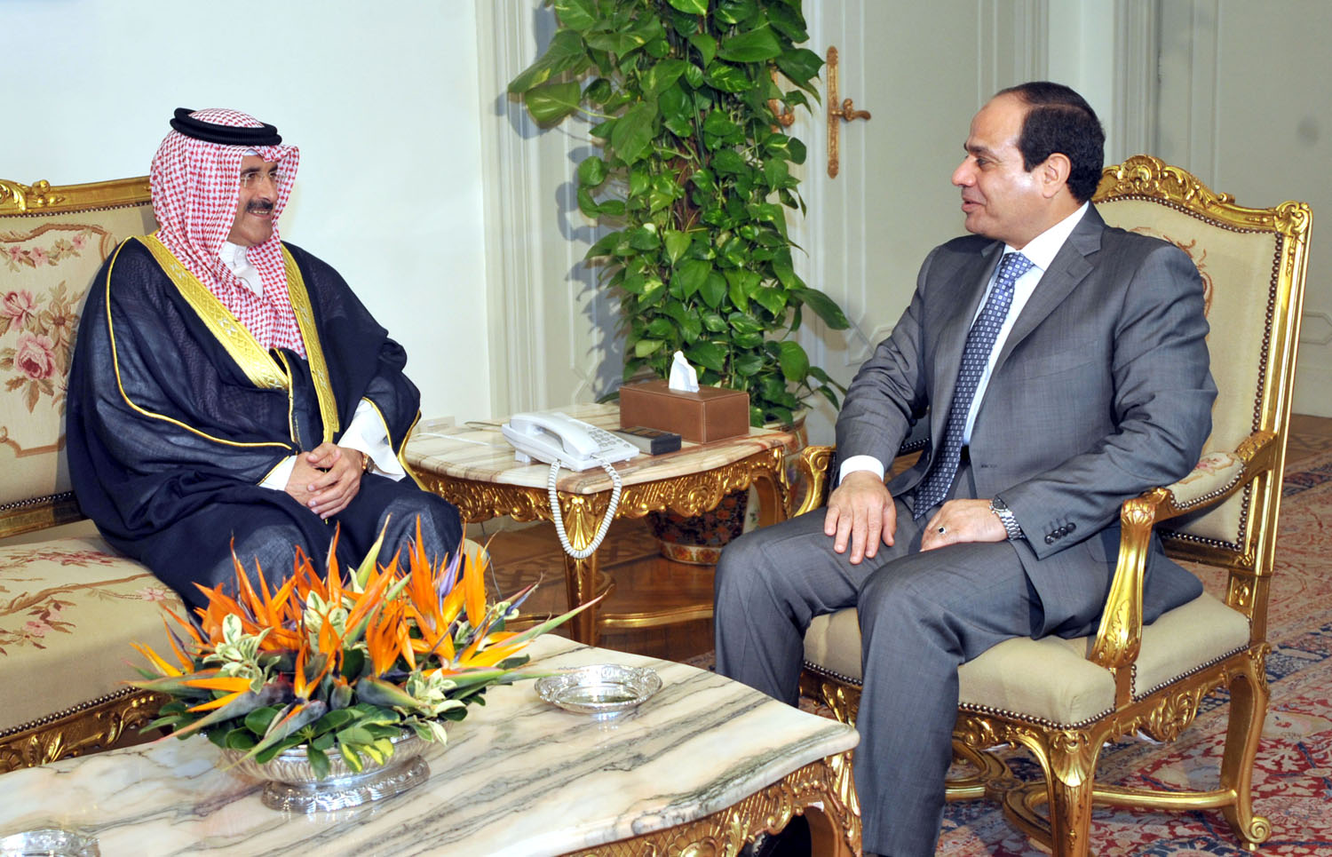 Egyptian President Abdelfatah Al-Sisi during interview with KUNA Board Chairman and Director General Sheikh Mubarak Al-Duaij Al-Ibrahim Al-Sabah