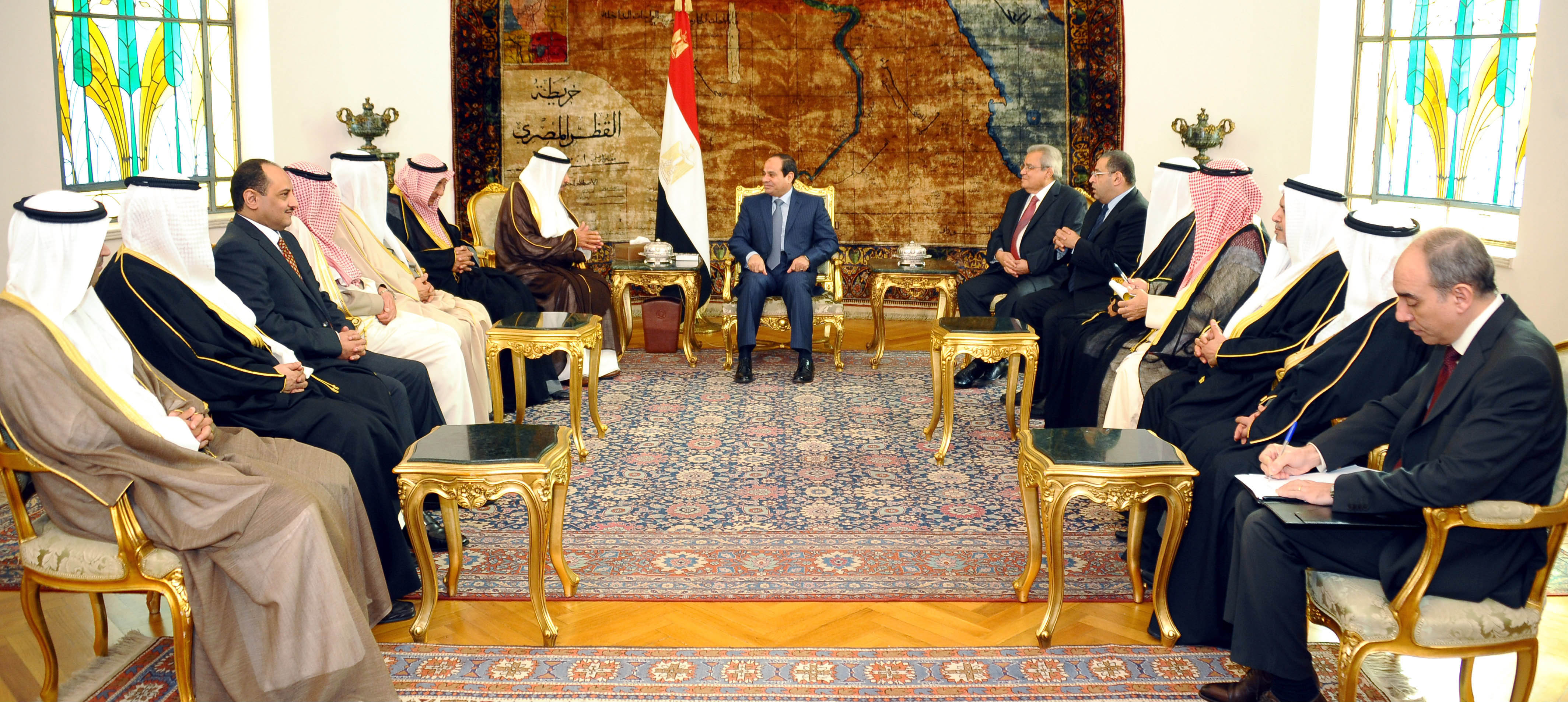 Egypt's President Abdulfattah Al-Sisi meets with members of a Kuwaiti cultural center
