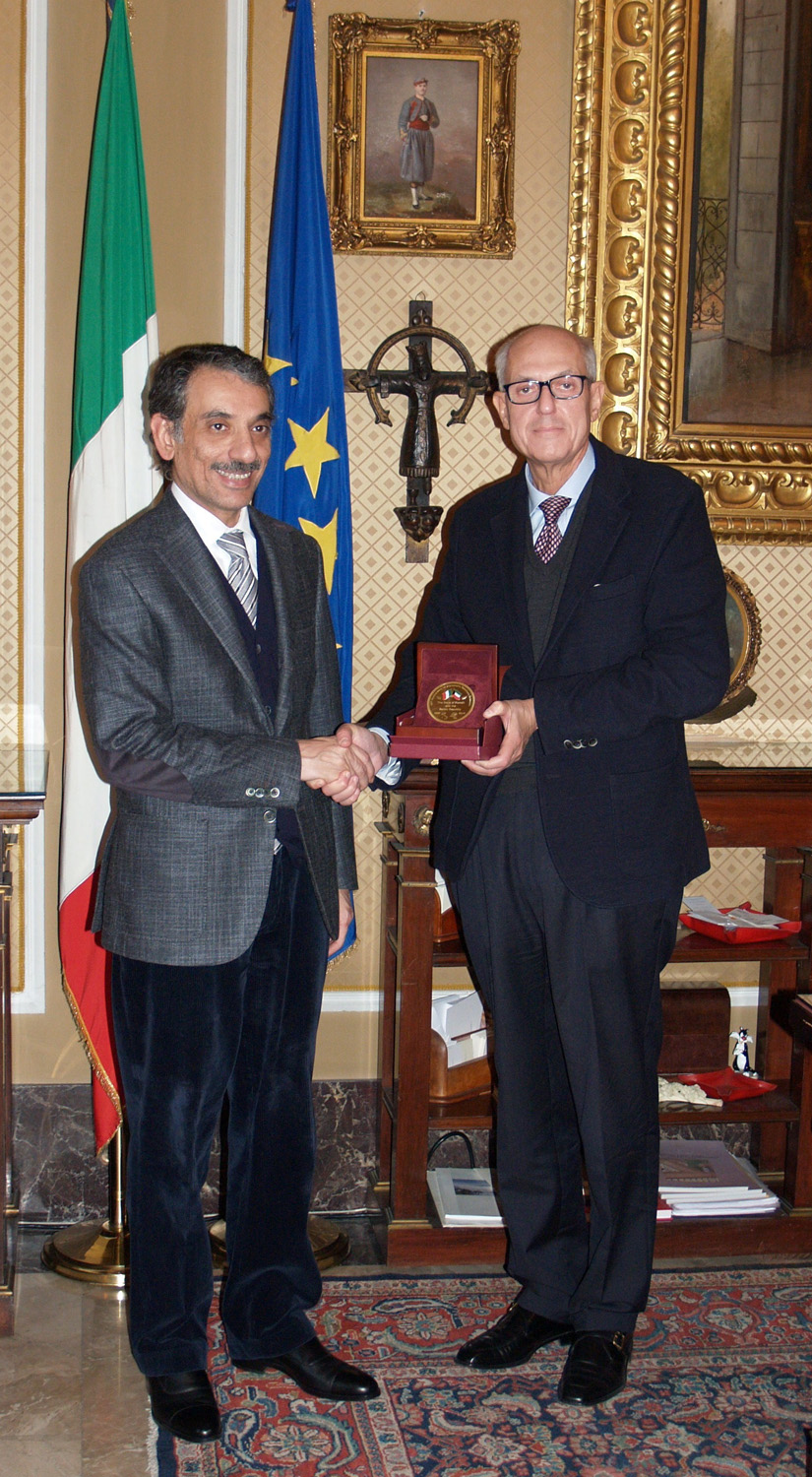 Kuwait's General Consul in Milan and Northern Italy Abdulnasser Bukhadhour meets the Prefect of Milan Francesco Paolo Tronca