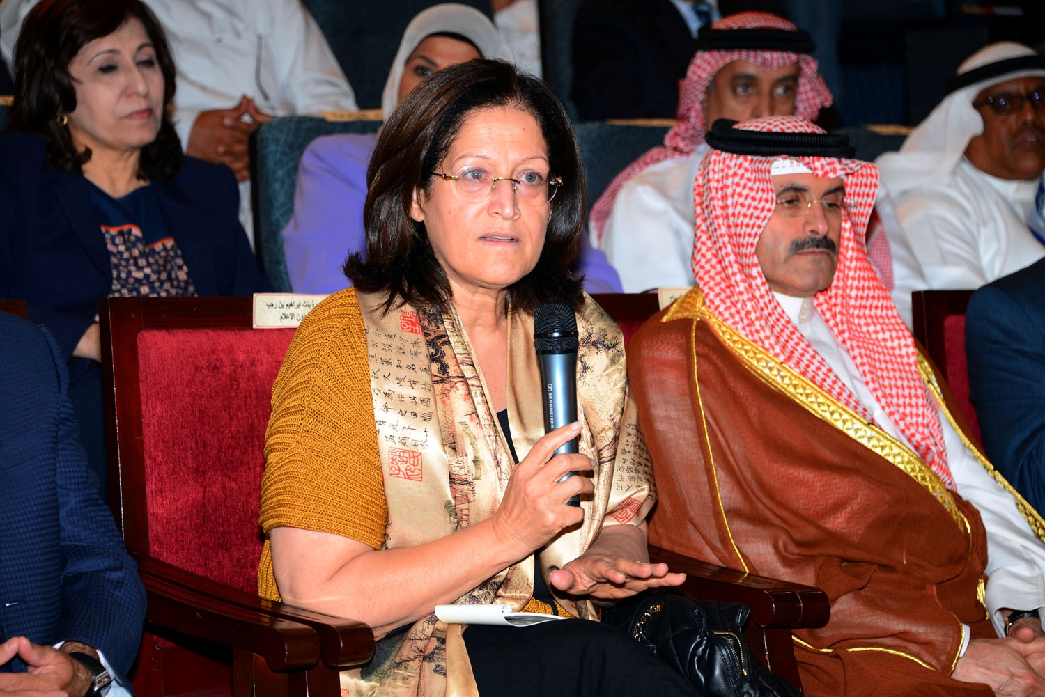 Bahrain's State Minister for Information Affairs Samira Rajab during the discussion panel
