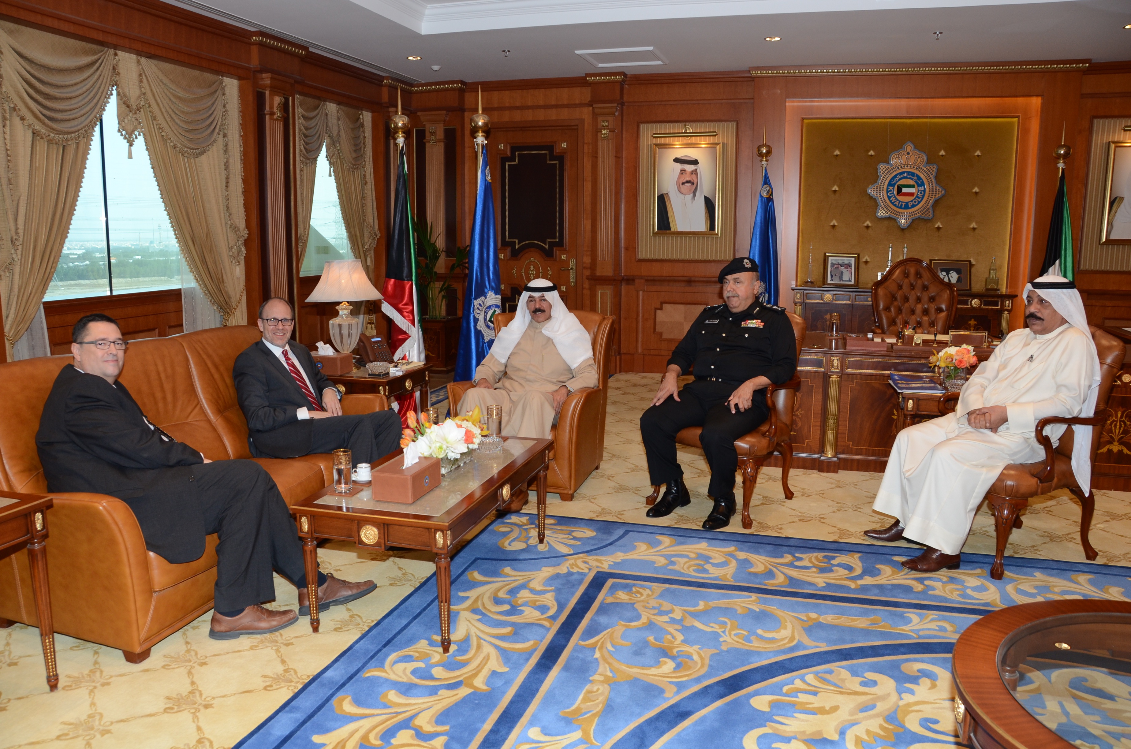 Kuwait's Deputy Prime Minister and Interior Minister Sheikh Mohammad Al-Khaled Al-Hamad Al-Sabah and US ambassador in Kuwait Douglas Silliman