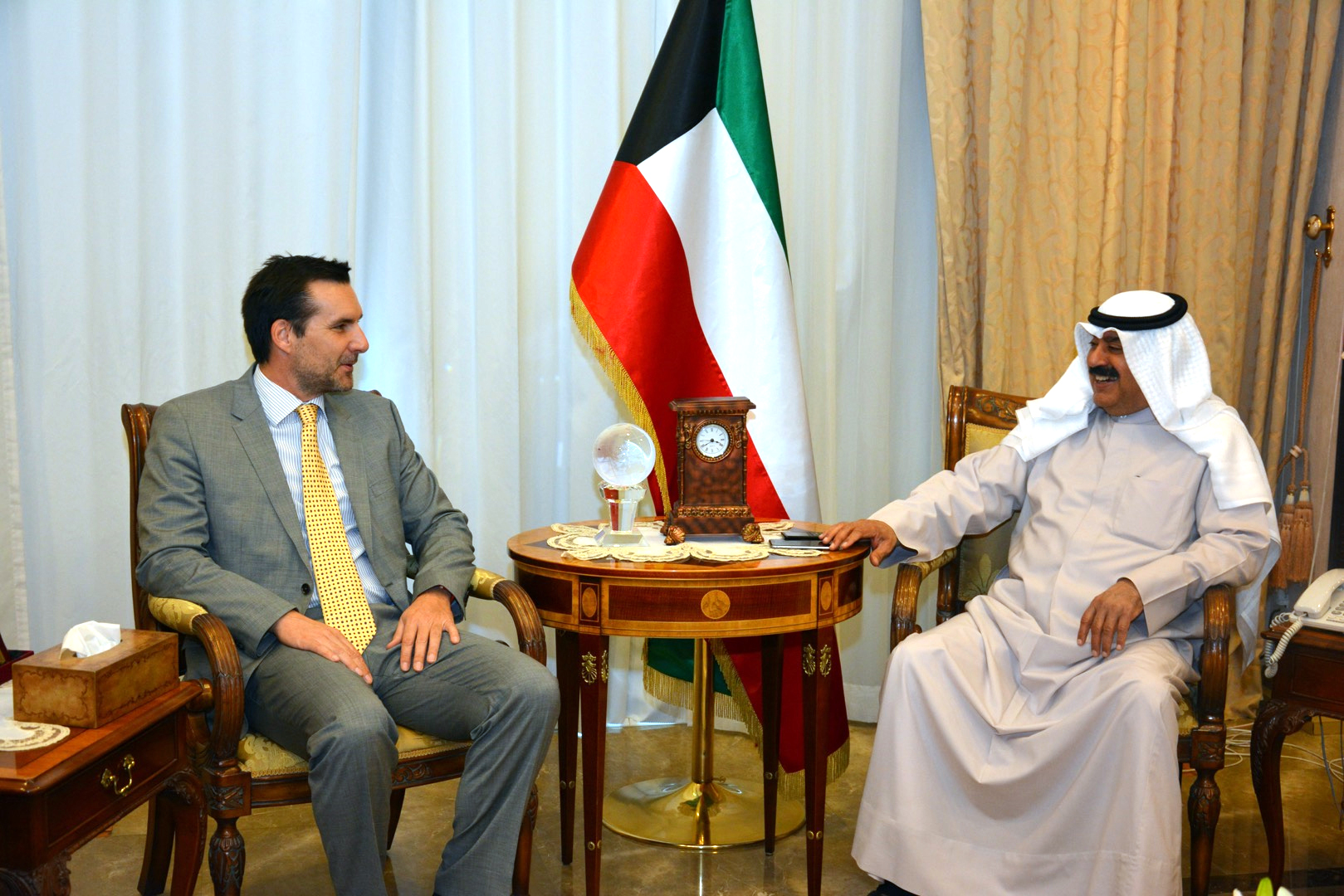 Foreign Ministry Undersecretary Khaled Al-Jarallah met Belgian ambassador to Kuwait Andy Detaille