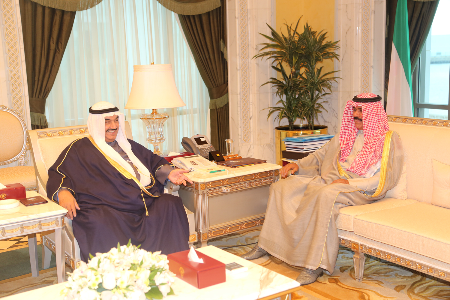 His Highness the Deputy Amir and Crown Prince Sheikh Nawaf Al-Ahmad Al-Jaber Al-Sabah met His Highness Nasser Al-Mohammad Al-Ahmad Al-Sabah