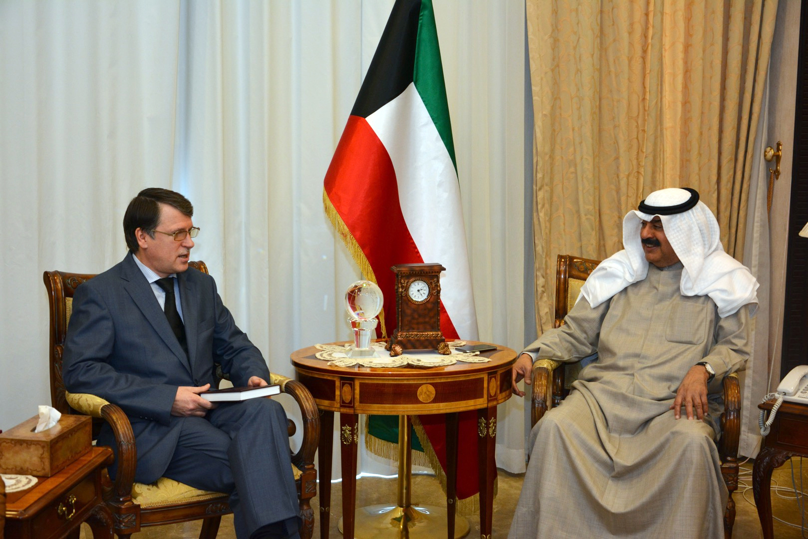 Foreign Ministry Undersecretary Khaled Al-Jarallah met Russian Ambassador to Kuwait Alexi Solomatin