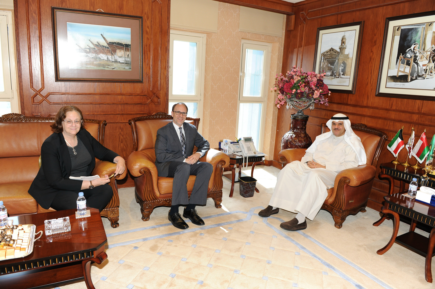 Minister of Information and Minister of State for Youth Affairs Sheikh Salman Sabah Al-Salem Al-Humoud Al-Sabah with US Ambassador Douglas A. Silliman