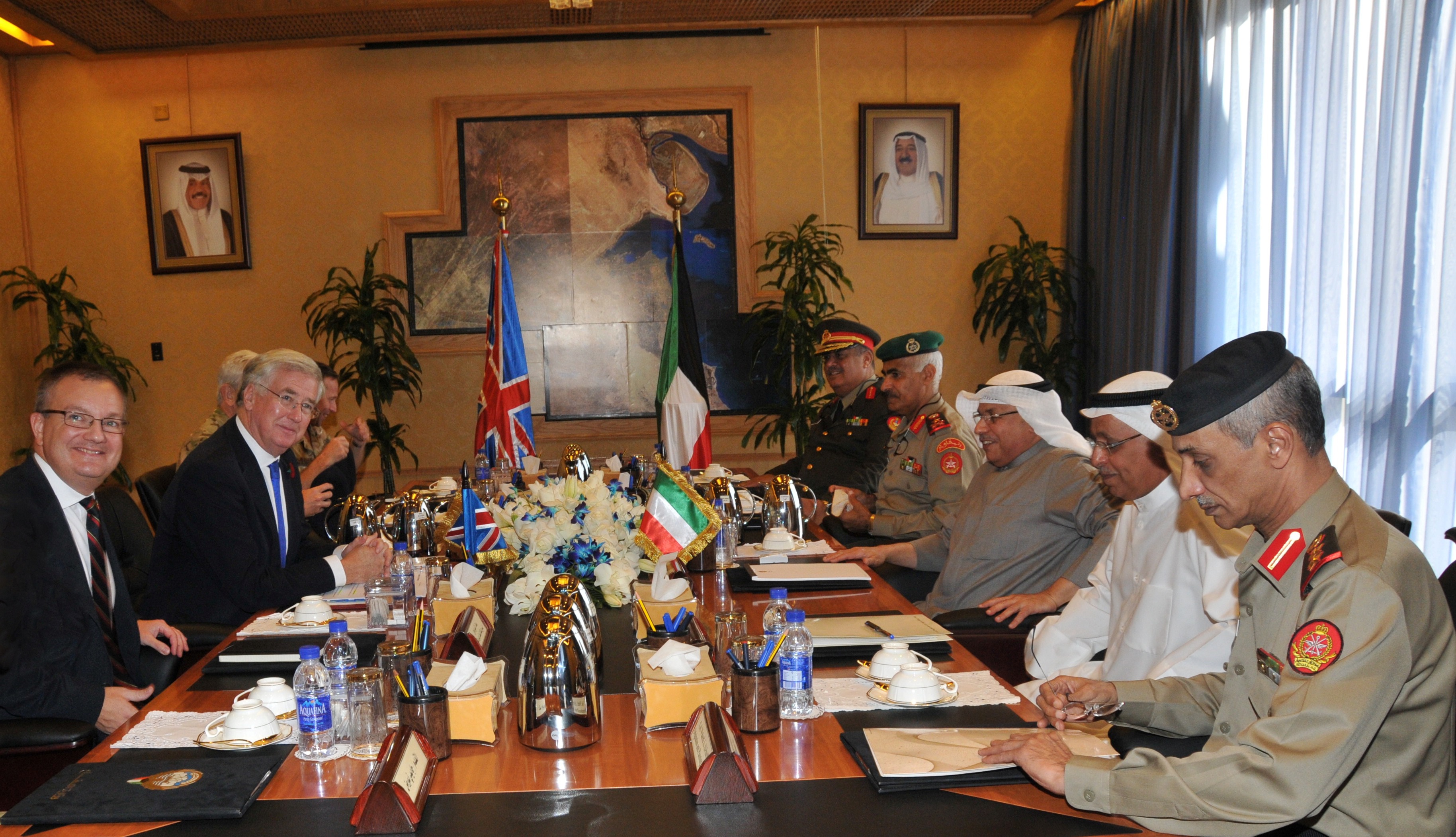 Deputy Prime Minister and Defense Minister Sheikh Khalid Al-Jarrah Al-Sabah with British Secretary of State for Defence Michael Fallon