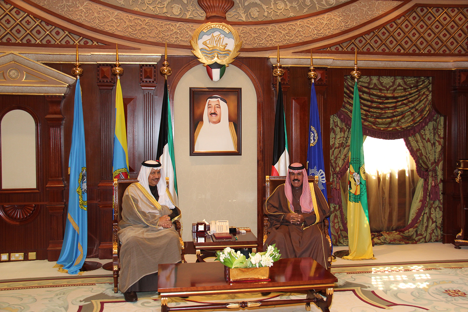 His Highness the Crown Prince Sheikh Nawaf Al-Ahmad Al-Jaber Al-Sabah received His Highness the Prime Minister Sheikh Jaber Al-Mubarak Al-Hamad Al-Sabah