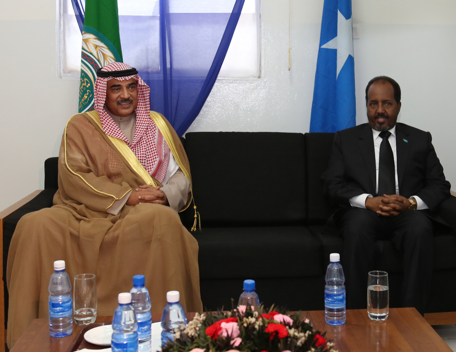 First Deputy Prime Minister and Foreign Minister Sheikh Sabah Khaled Al-Hamad Al-Sabah and Somali President  Hassan Sheikh Mohamoud