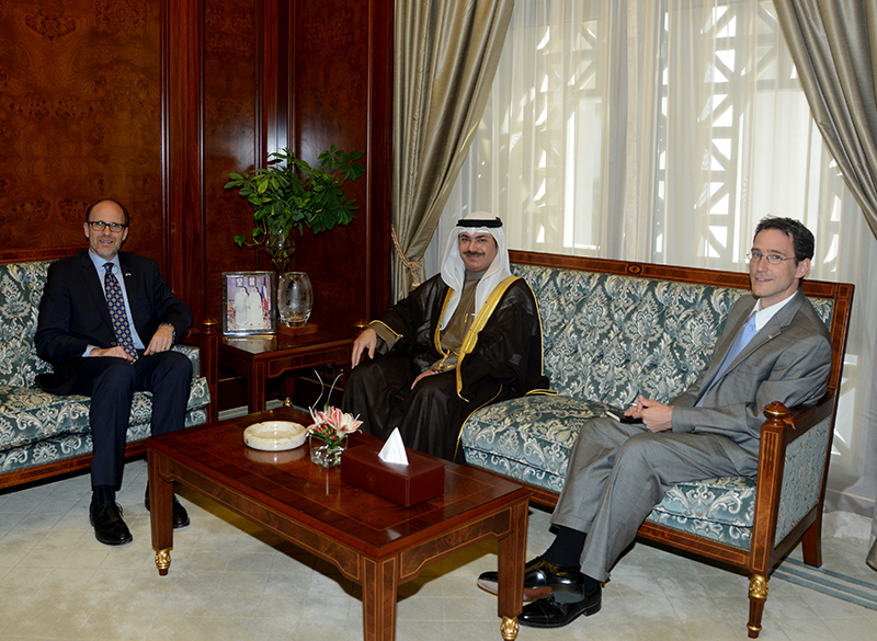 Chief of Amiri Protocols Sheikh Khaled Al-Abdullah Al-Sabah Al-Nasser Al-Sabah met US Ambassador to Kuwait Douglas A. Silliman and Deputy Chief of Mission at the US Embassy Joey Hood