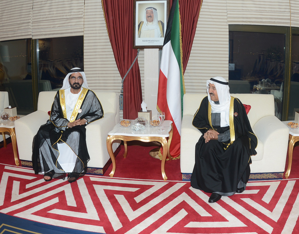 His Highness the Amir Sheikh Sabah Al-Ahmad Al-Jaber Al-Sabah received UAE Vice-President, Prime Minister and Dubai Governor Mohammed bin Rashid Al Maktoum