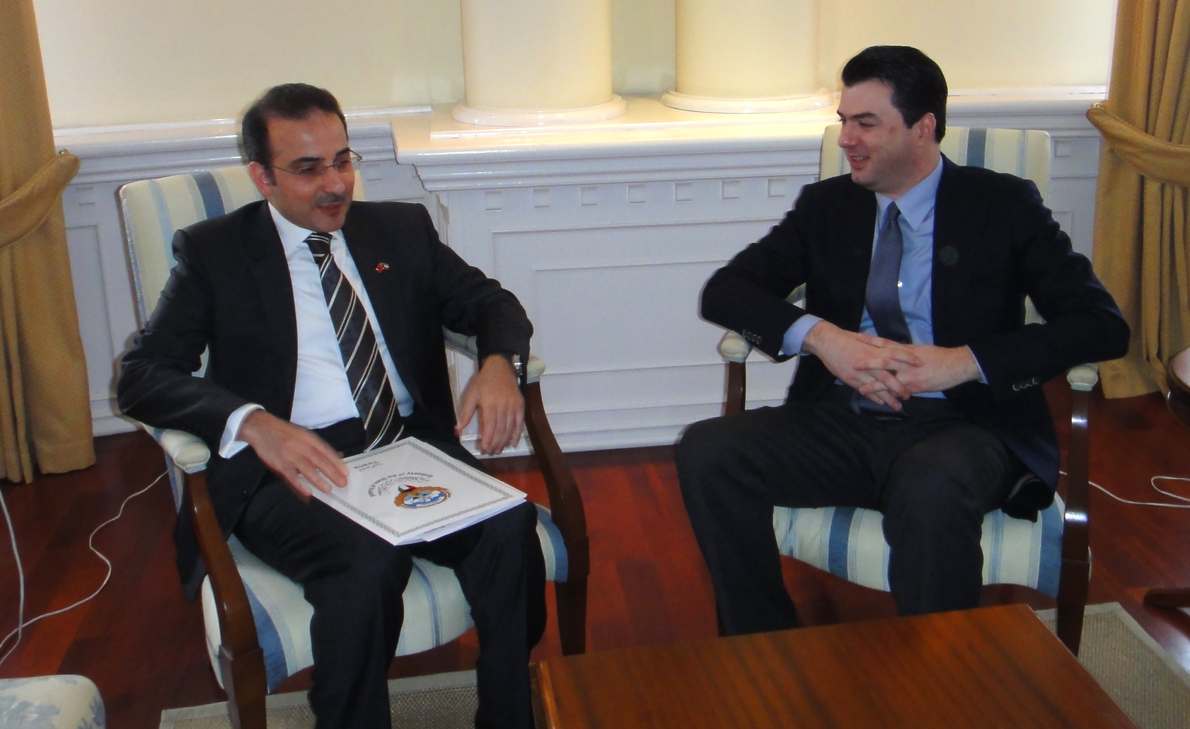 Kuwait Ambassador in Tirana Abdulrahman Al-Bader with Tirana Municipality Chief Lulzim Basha