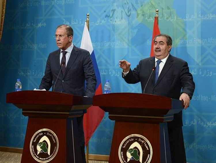Russian Foreign Minister Sergei Lavrov with his Iraqi counterpart Hoshyar Zebari
