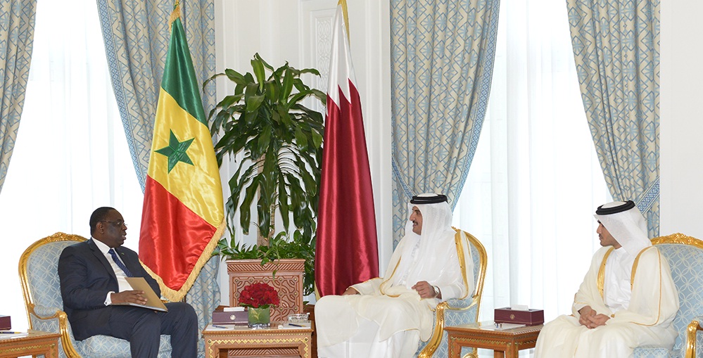 Qatari Emir Sheikh Tamim bin Hamad Al Thani meets Senegalese President Macky