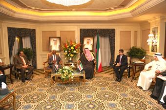 Deputy Prime Minister and Foreign Minister Sheikh Sabah Al-Khaled Al-Hamad Al-Sabah meets Sudanese Foreign Minister Ali Ahmad Karti