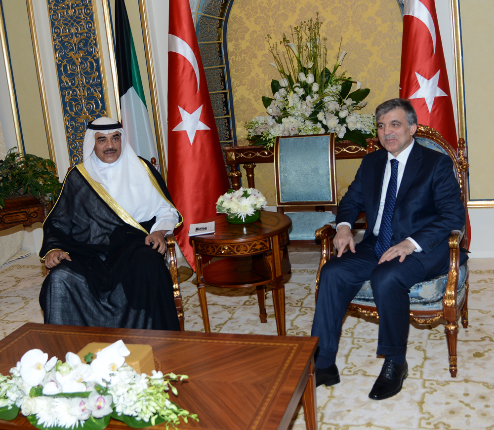 Turkish President Abdullah Gul met First Deputy Prime Minister Sheikh Sabah Khaled Al-Hamad Al-Sabah