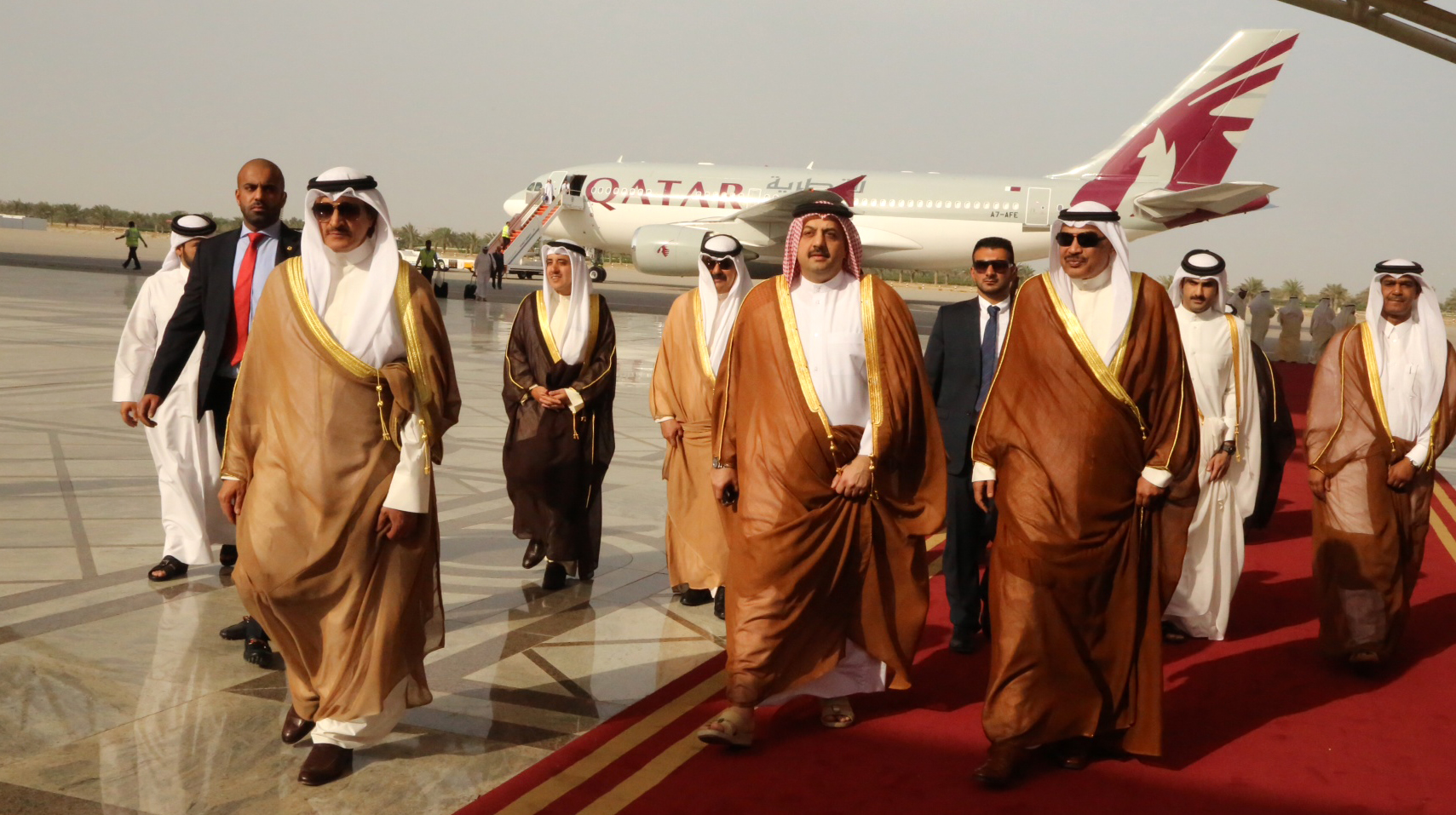 First Deputy Prime Minister and Foreign Minister Sheikh Sabah Al-Khaled Al-Hamad Al-Sabah receives  his Qatari counterpart Dr. Khaled bin Mohammad Al-Attiyah