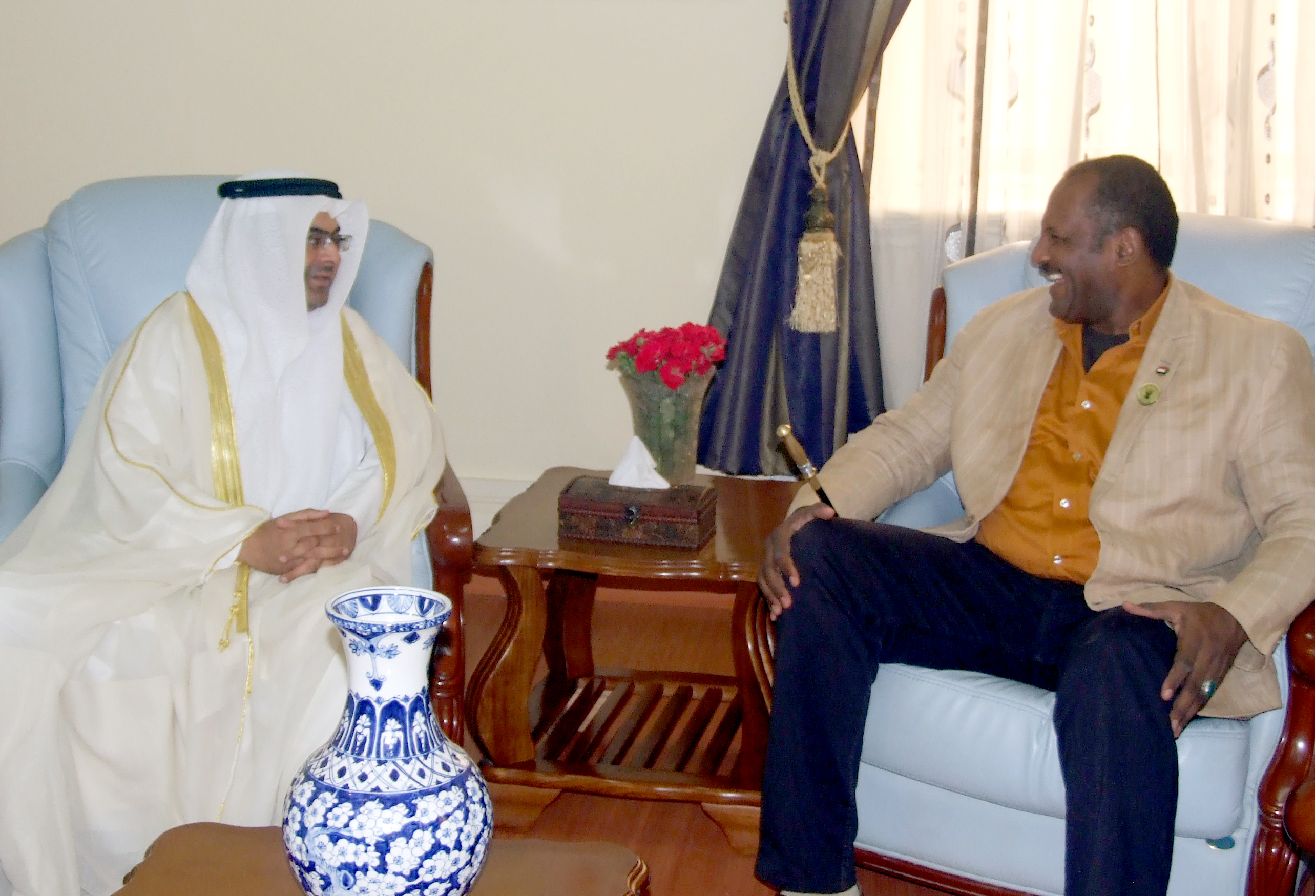 Kuwaiti Ambassador here Talal Mansour Al-Hajri with Sudanese Vice President Abdulrahman Al-Mahdi