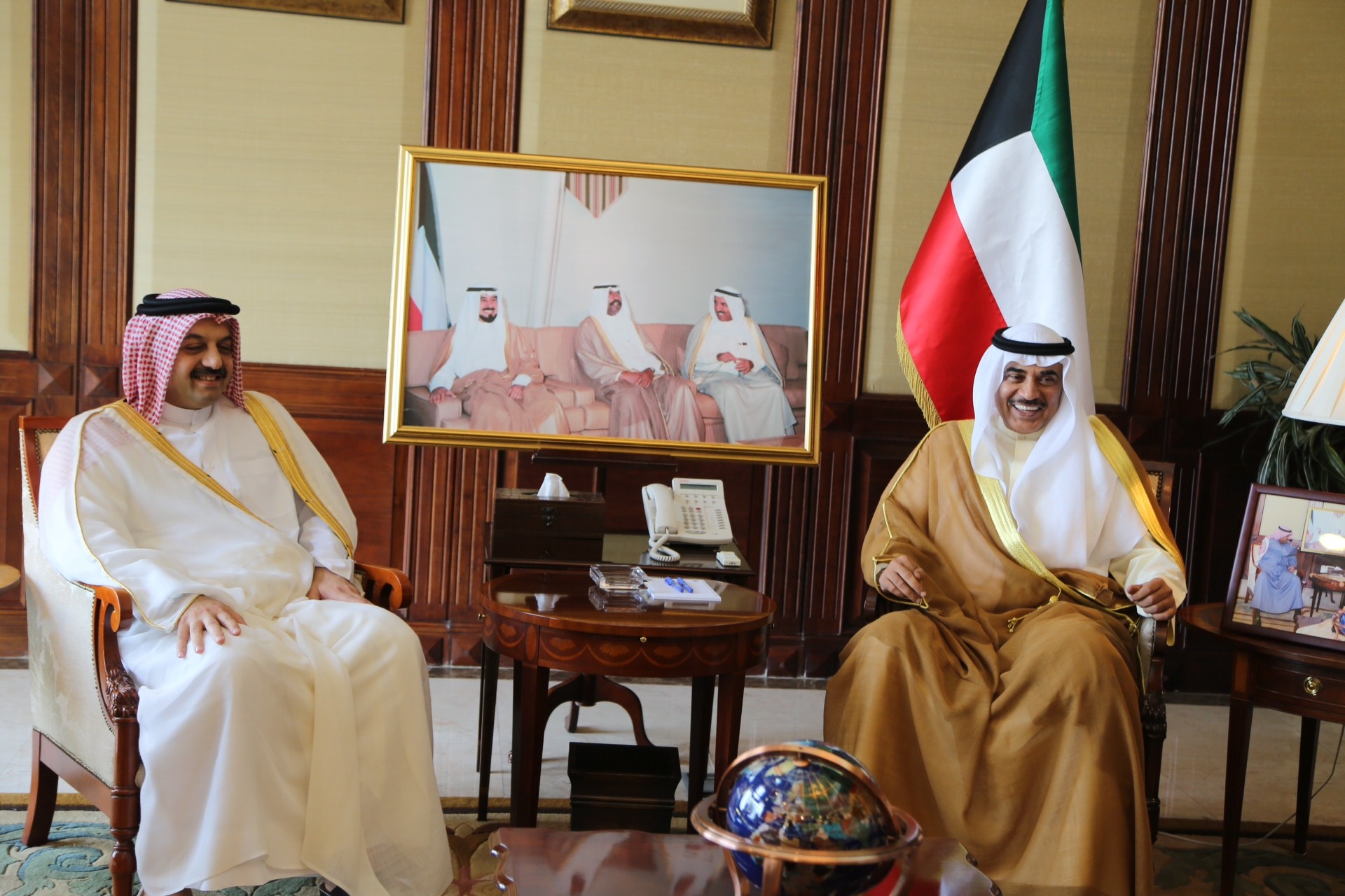Deputy Prime Minister, Minister of Foreign Affairs Sheikh Sabah Khaled Al-Hamad Al-Sabah with the Qatari Foreign Minister Dr. Khalid bin Mohammad Al Attiyah Al Attiyah