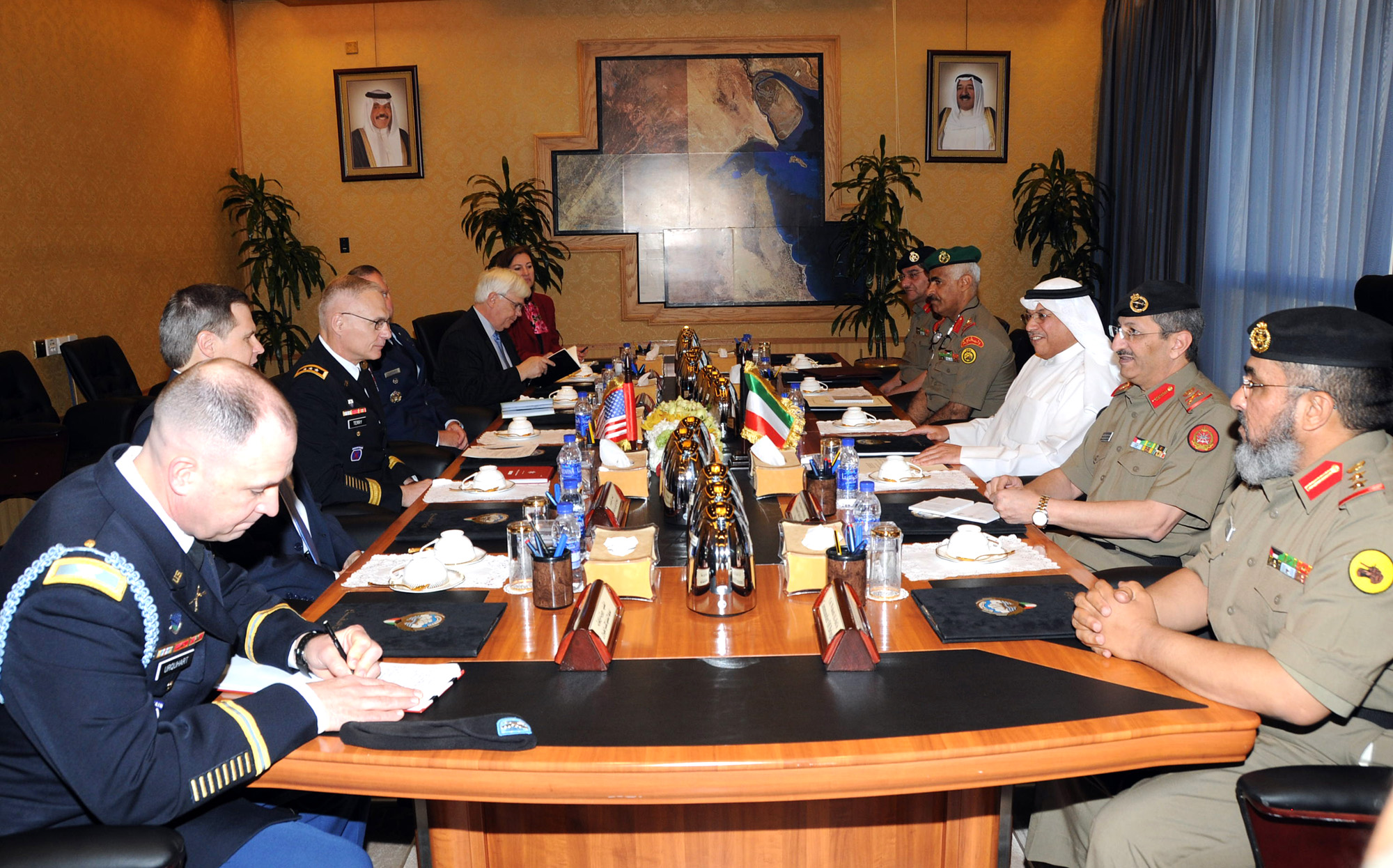 Deputy Prime Minister and Defense Minister Sheikh Khalid Al-Jarrah Al-Sabah meets U.S. Army Central Commander Lieutenant General James L. Terry