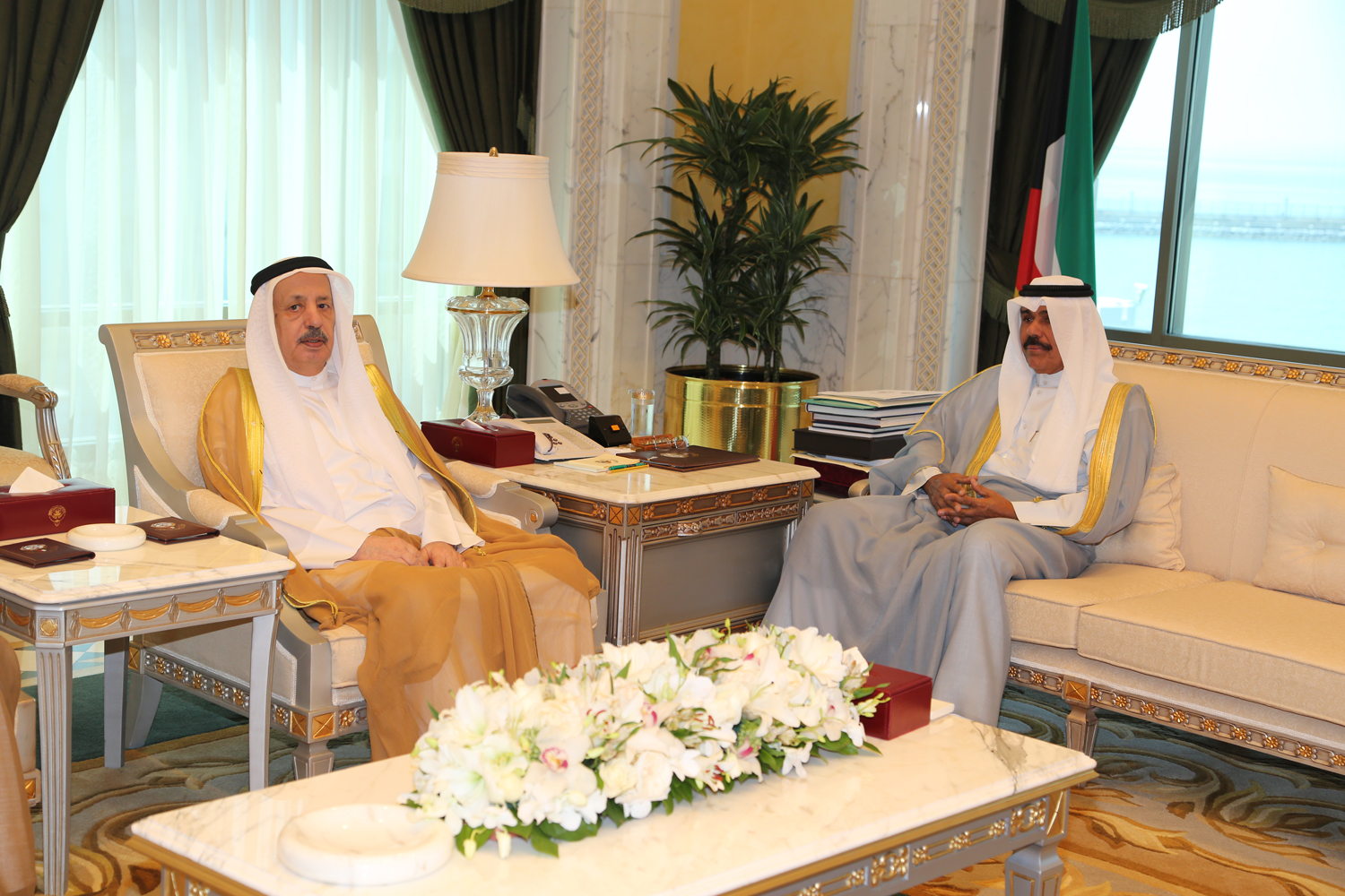 His Highness the Crown Prince Sheikh Nawaf Al-Ahmad Al-Jaber Al-Sabah receives Faleh Eid Bin Jamea