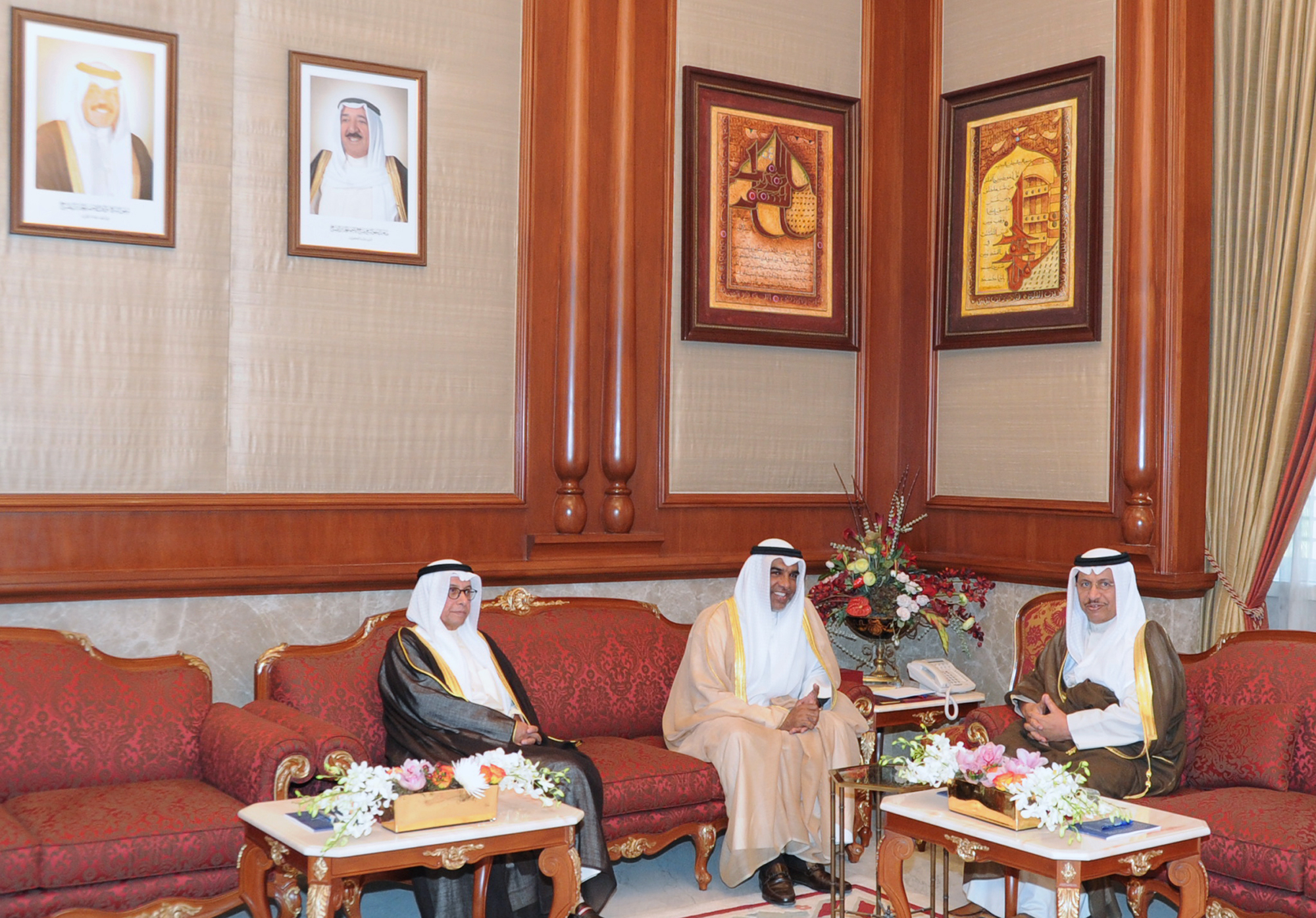 His Highness the Prime Minister Sheikh Jaber Al-Mubarak Al-Hamad Al-Sabah with Chairman of the Public Anti-Corruption Authority Abdul-Rahman Al-Nimesh