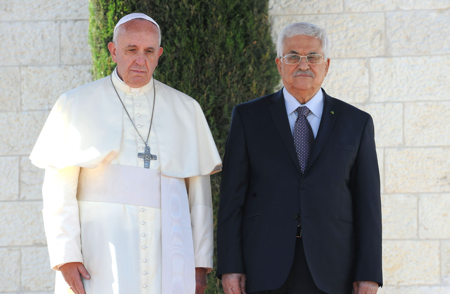 Pope Francis during the meeting with Palestinian President Mahmoud Abbas