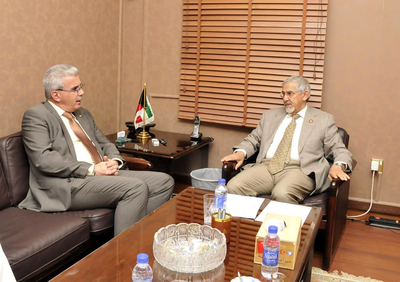 Chairman of the Board of Directors of the Kuwait Red Crescent Society (KRCS) Dr. Hilal Al-Sayer receives Palestinian Ambassador to Kuwait Rami Tahboub