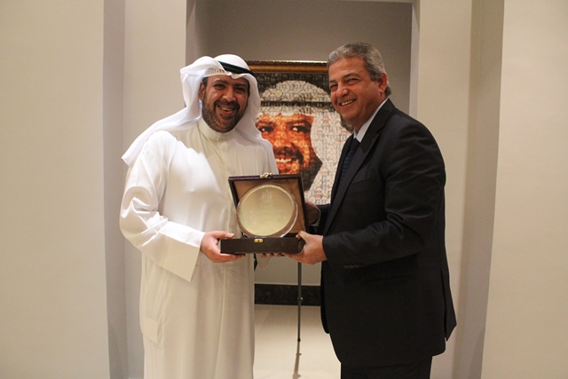The Association of National Olympic Committees President Sheikh Ahmad Al-Fahad Al-Sabah with Egyptian Minister of Youth and Sports Khaled Abdulaziz