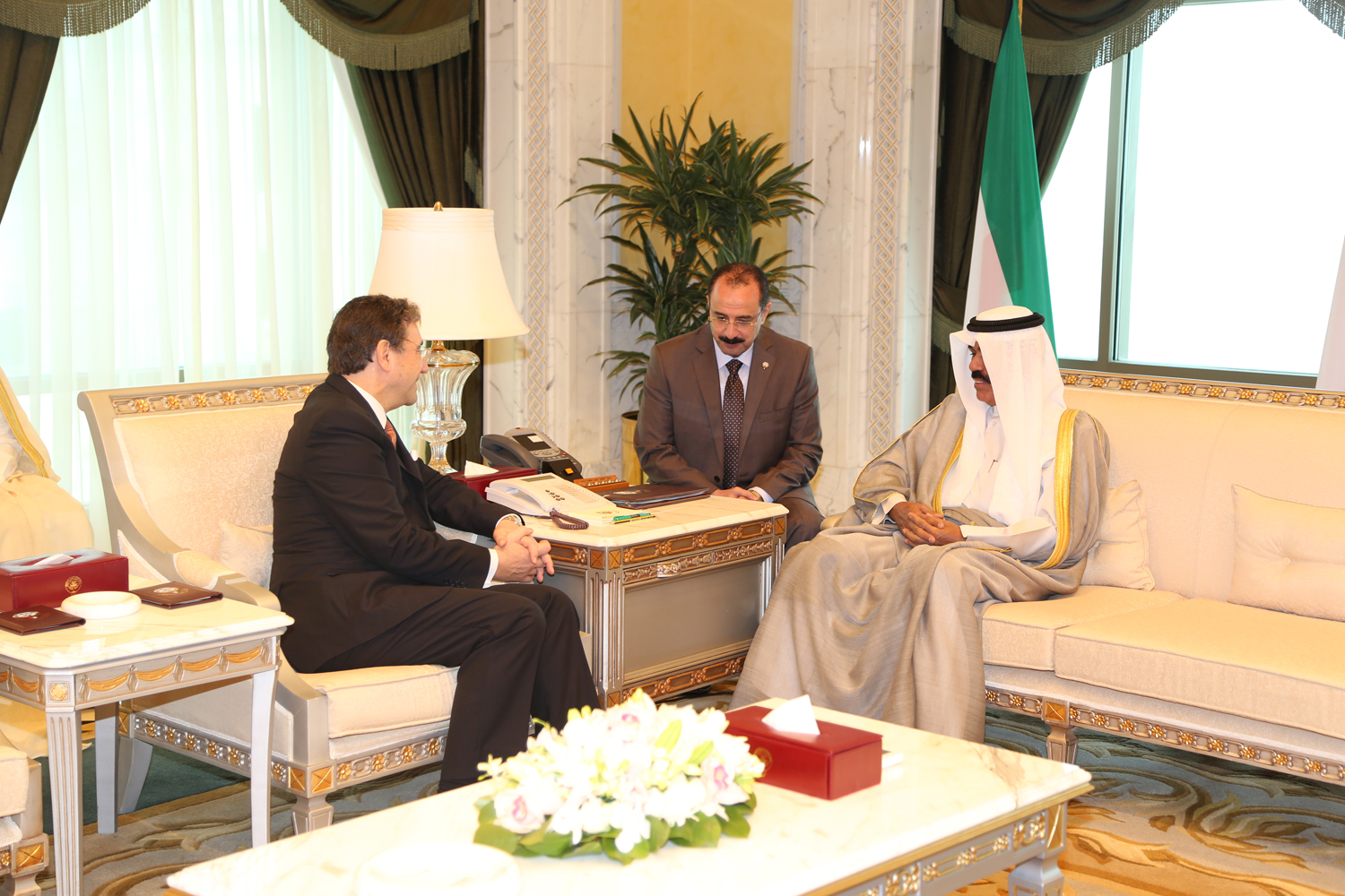 His Highness the Crown Prince Sheikh Nawaf Al-Ahmad Al-Jaber Al-Sabah receives Spanish ambassador, Angel Losada Fernandez