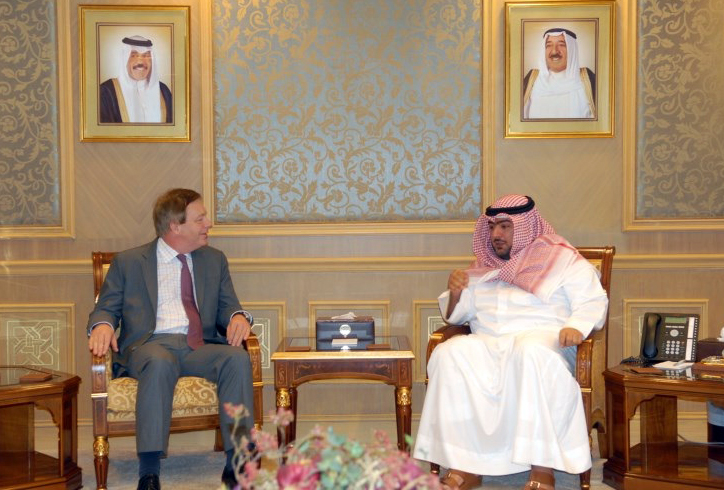 Chief of National Security Apparatus Sheikh Thamer Ali Al-Sabah with the UK ambassador in Kuwait, Frank Baker