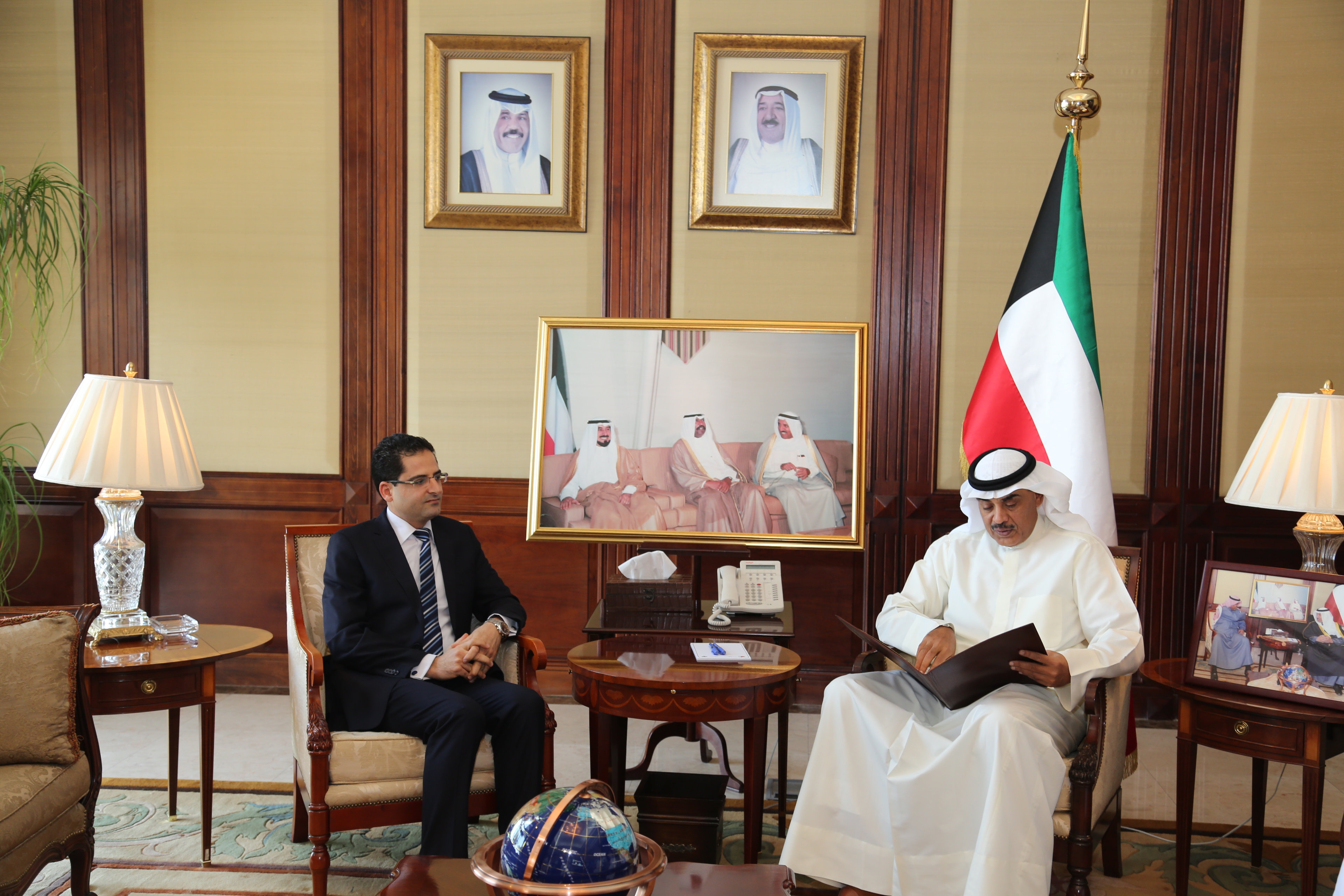 First Deputy Prime Minister and Minister of Foreign Affairs Sheikh Sabah Al-Khaled Al-Hamad Al-sabah receiving Tunisian Ambassador to Kuwait Nour El Dine El Ray